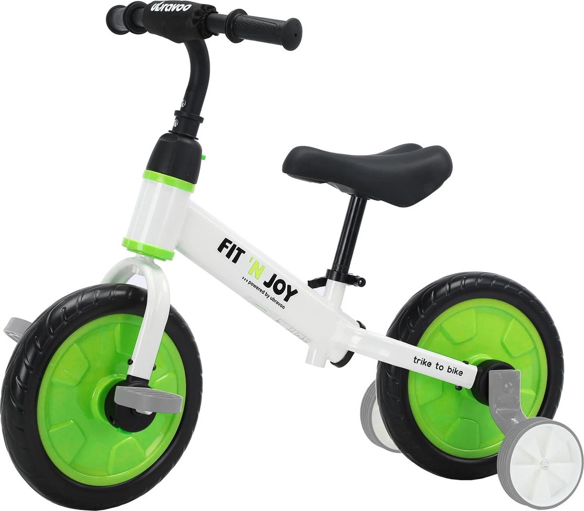 NOEA - Loopfiets - 4-in-1 - Kinderfiets - Peuterfiets - Maximaal Gewicht 30kg - Geschikt voor Kinderen 2 tot 5 Jaar - Groen/Wit (9506853375780)