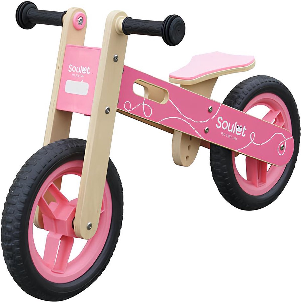 Soulet Houten Loopfiets Roze - Fietsen - 84x36x51cm (LxBxH) (3598740055307)