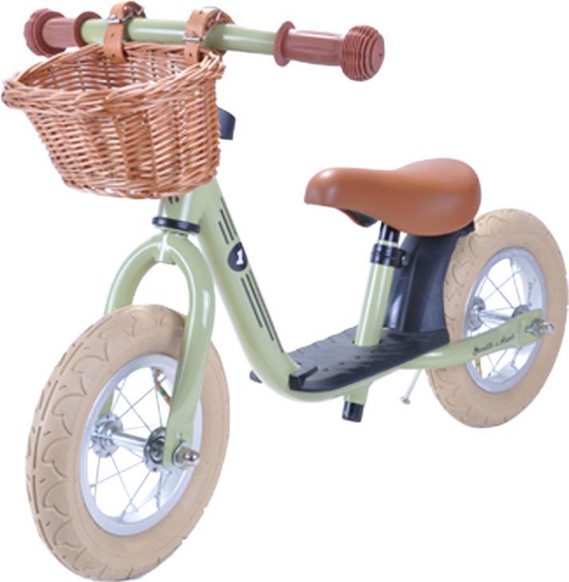 Bandits & Angels loopfiets Starter retro groen met mandje - 2 jaar - jongens en meisjes - metaal - groen (8719558083992)