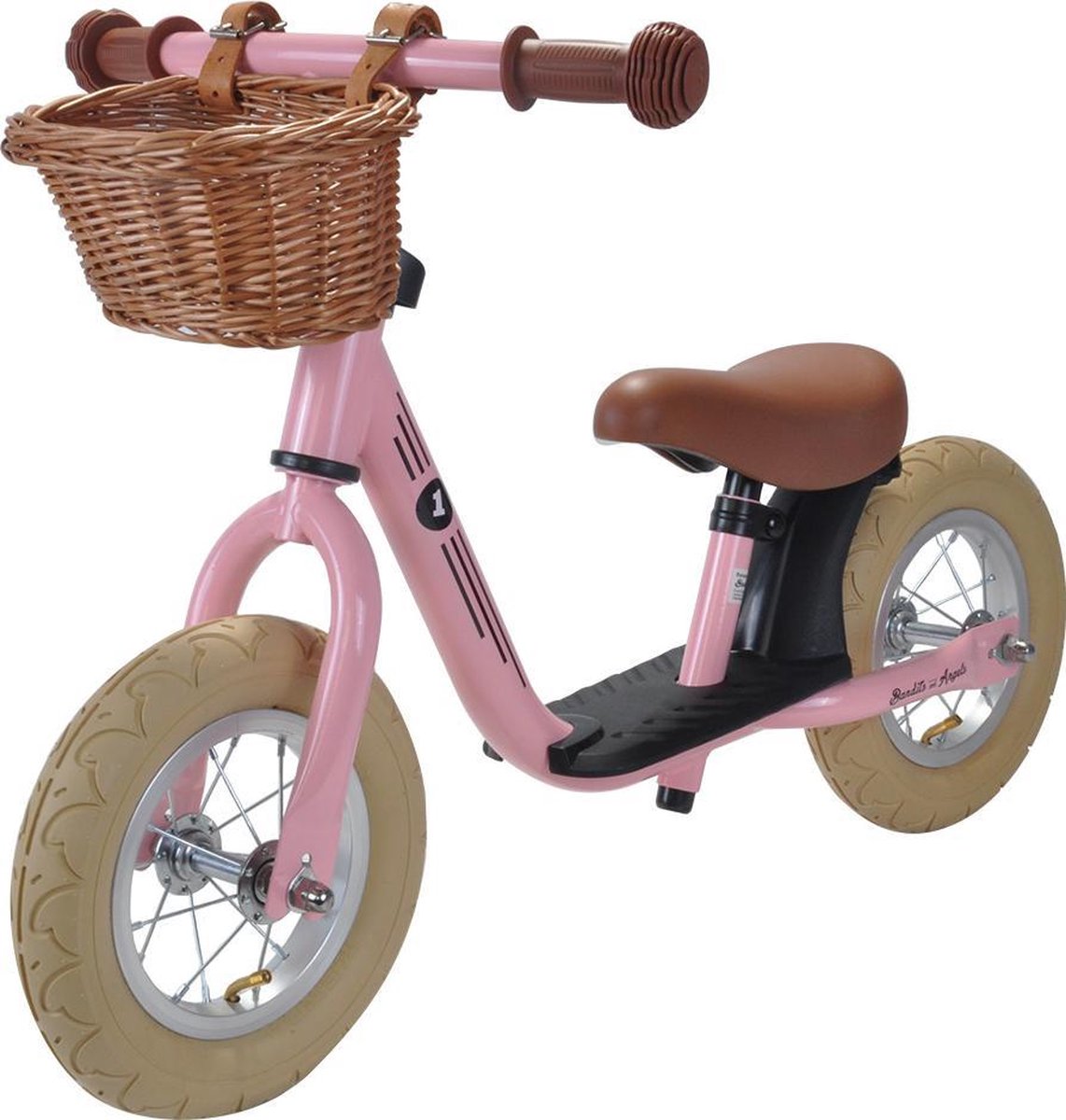 Bandits & Angels loopfiets Starter retro roze met mandje - 2 jaar - meisjes - metaal - roze (8719558084104)