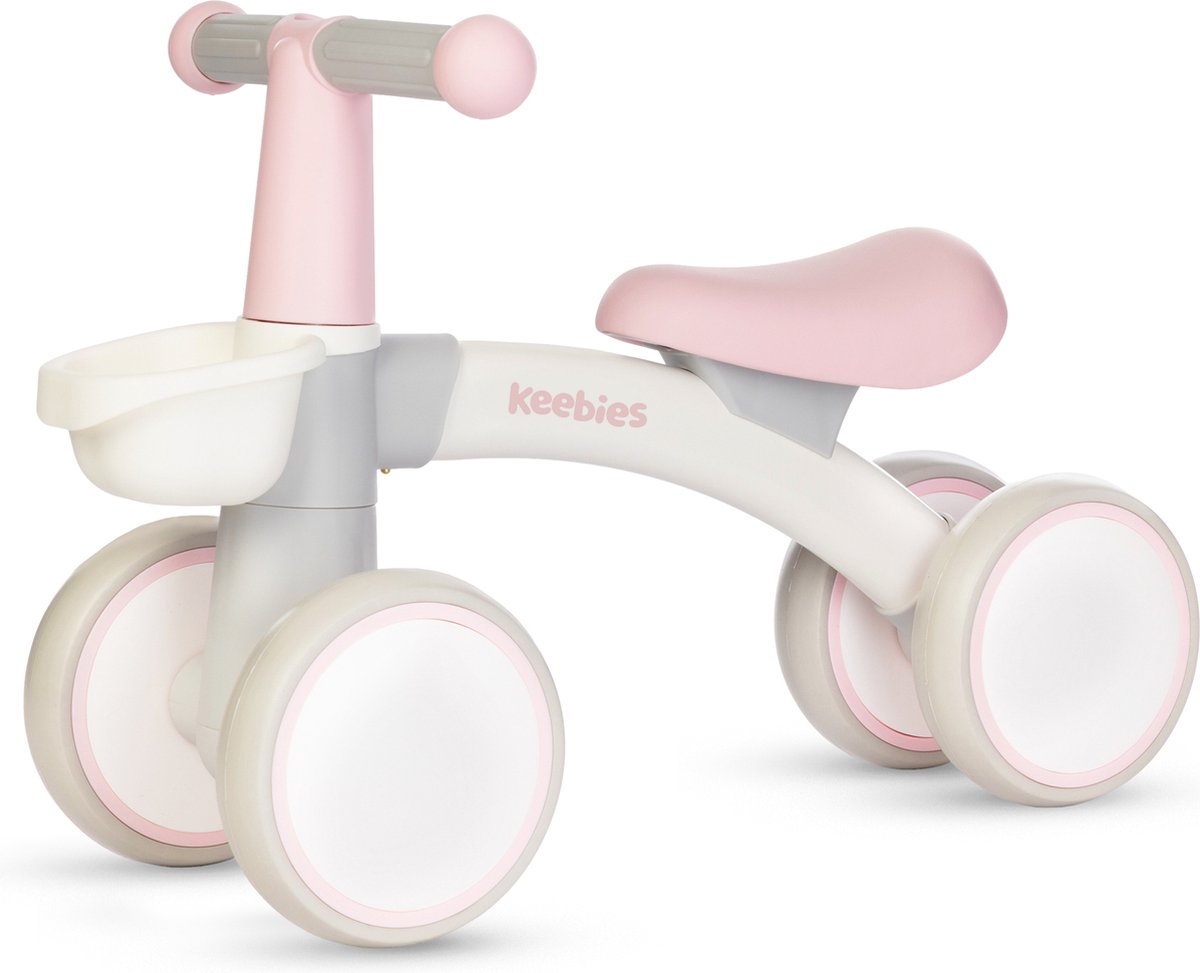 Keebies Loopfiets - Voor kinderen 1 / 2 Jaar - Fietsmandje Kinderfiets - Balance Bike - Baby Fiets - Binnen en Buiten Speelgoed - Voor Jongens en Meisje - Roze (8720892364234)