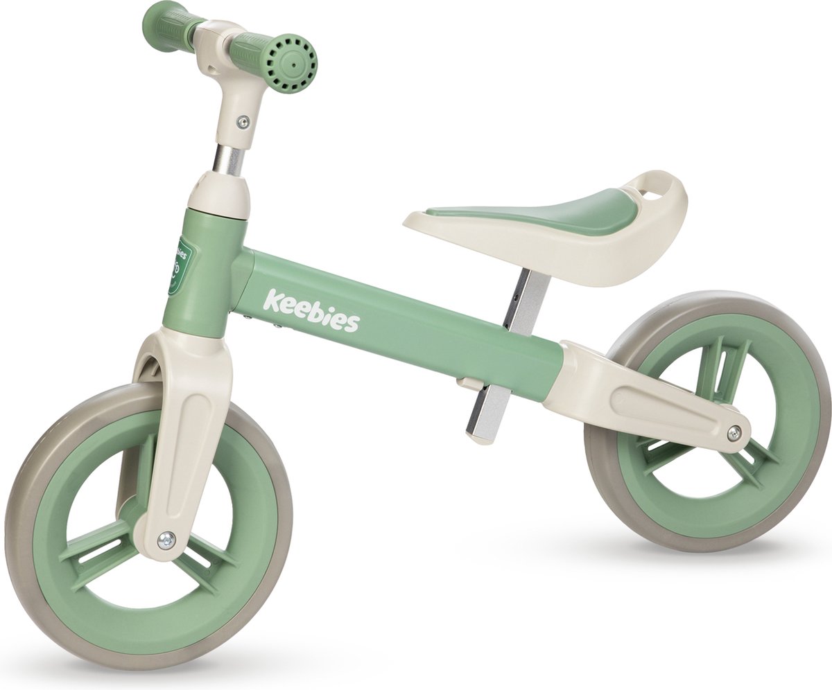 Keebies Loopfiets - Voor kinderen 1,5 en 2 en 3 / 4 Jaar - Kinderfiets - Balance Bike - Baby Fiets - Binnen en Buiten Speelgoed - Voor Jongens en Meisje - Olijfgroen (8720892364210)