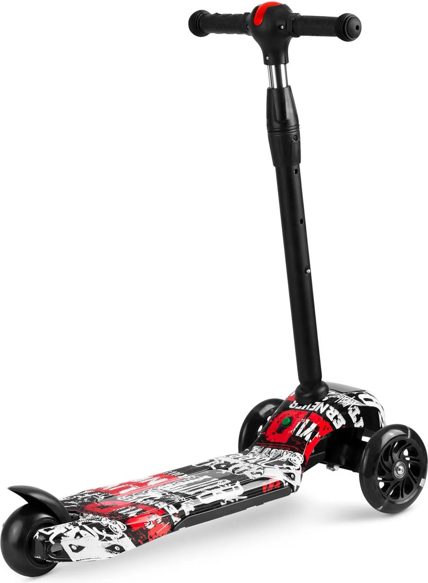 Ricokids Piko driewielige scooter - zwart met rood-witte patronen (5903890605360)