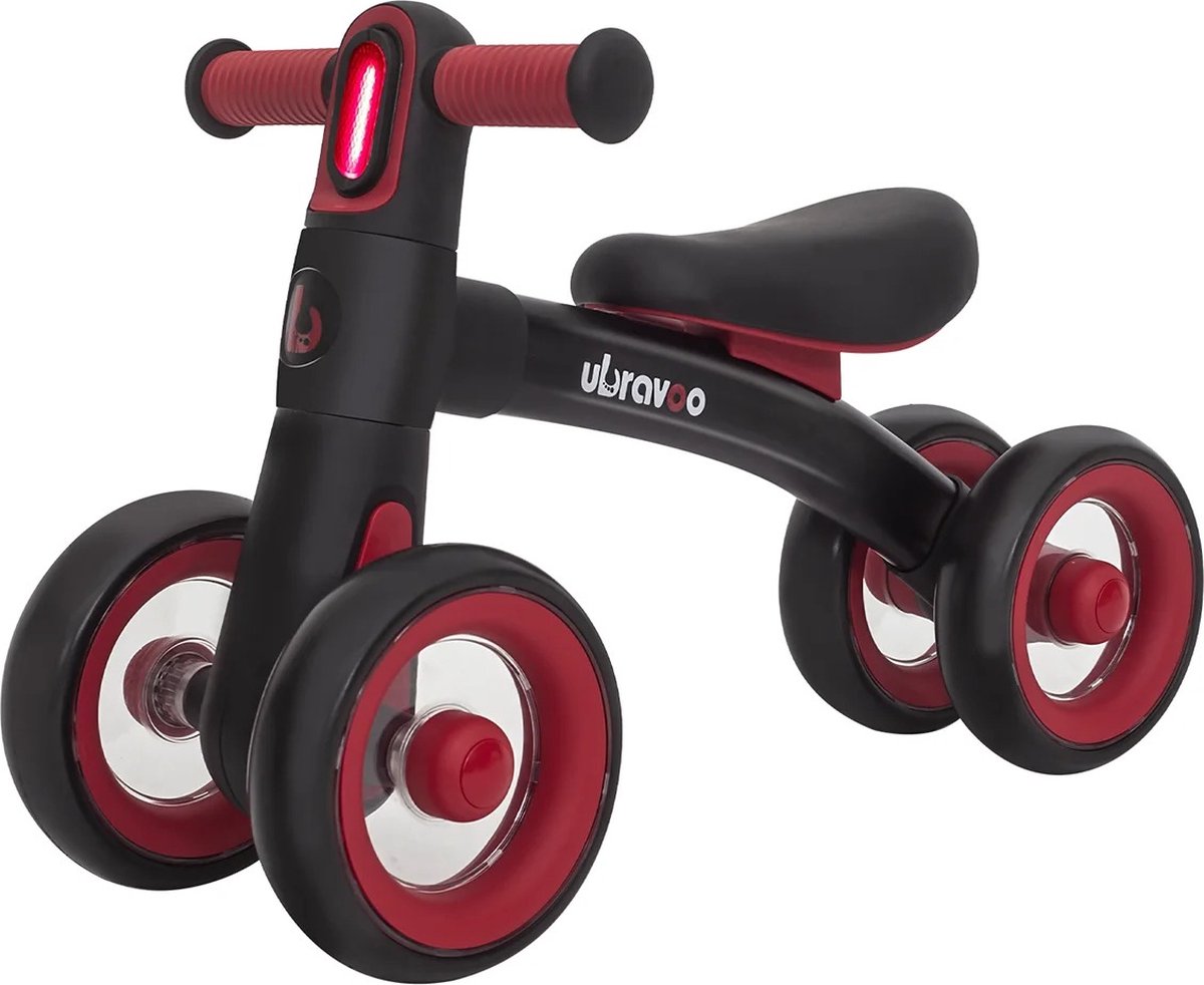 Baby loopfiets - 12 tot 36 maanden - Loopfiets 1 jaar - loopfiets 3 jaar - Loopfiets 2 jaar - Jongens - Meisjes - 3 in 1 Koplamp - Rood/zwart (6150637922924)