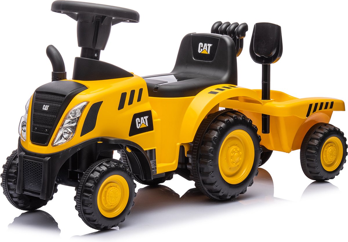 CAT Tractor Loopwagen - Loopauto met Aanhanger - Vanaf 1 tot 3 jaar - Koplamp - Geel (3800931059675)