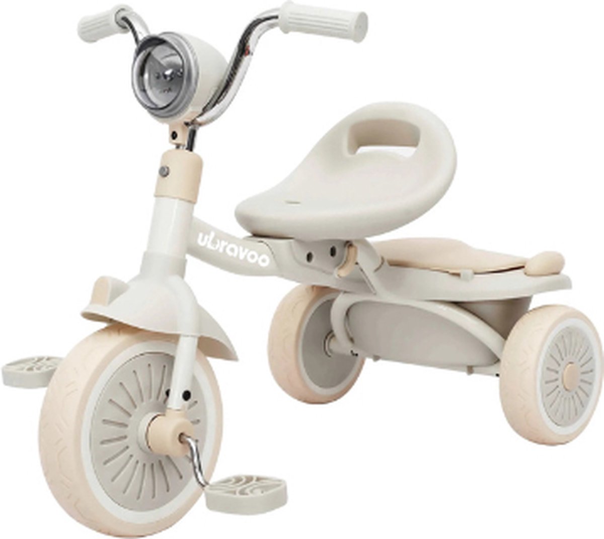 Driewieler - 1 tot 5 jaar - Peuter fiets - Driewielers - Driewieler meisje - Peuterfiets jongens - Met lamp en bakje - Wit/Beige (6150637865832)