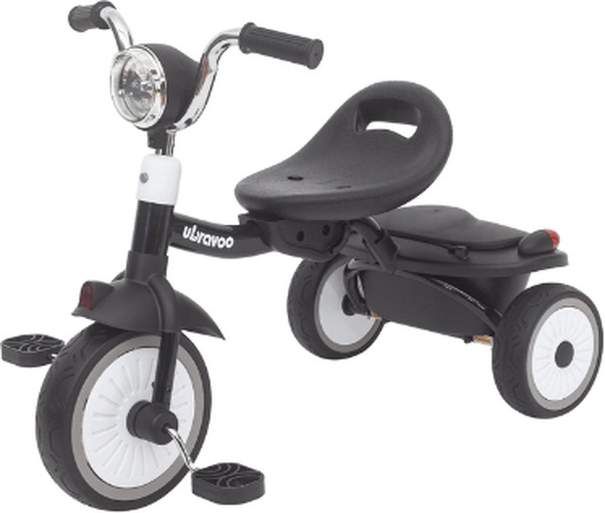 Driewieler - 1 tot 5 jaar - Peuter fiets - Driewielers - Driewieler meisje - Peuterfiets jongens - Met lamp en bakje - Zwart/Wit (6150637899899)