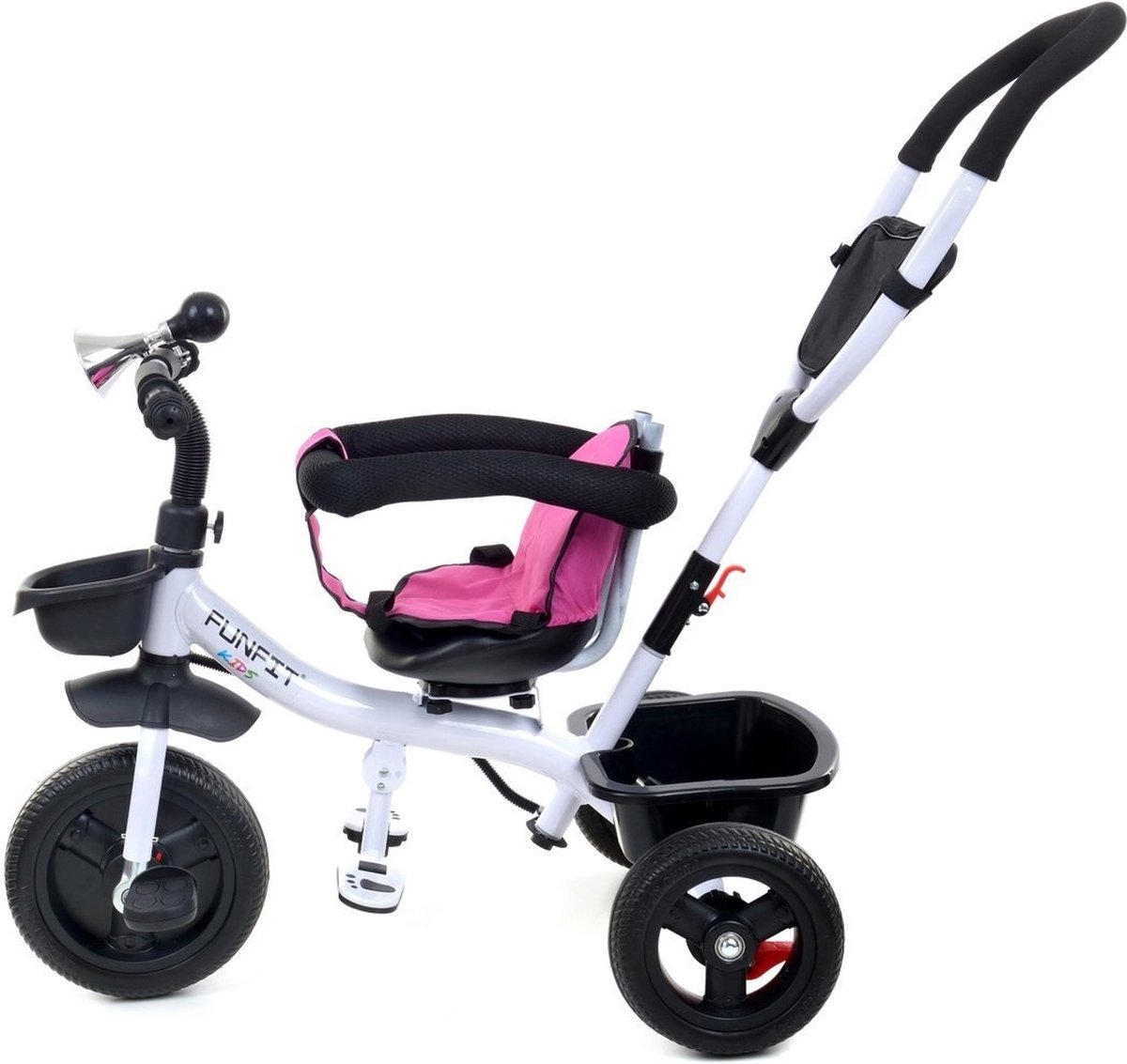 Driewieler - fiets - met duwstang en zonnekap - roze (8720602837317)