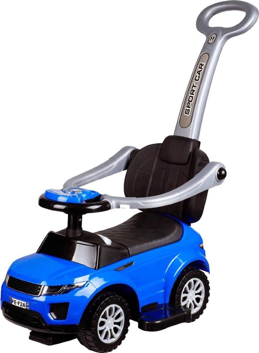 Eco Toys Sport Car Loopauto - 3 in 1 Loopauto - Blauw - met duwstang (8719425387987)