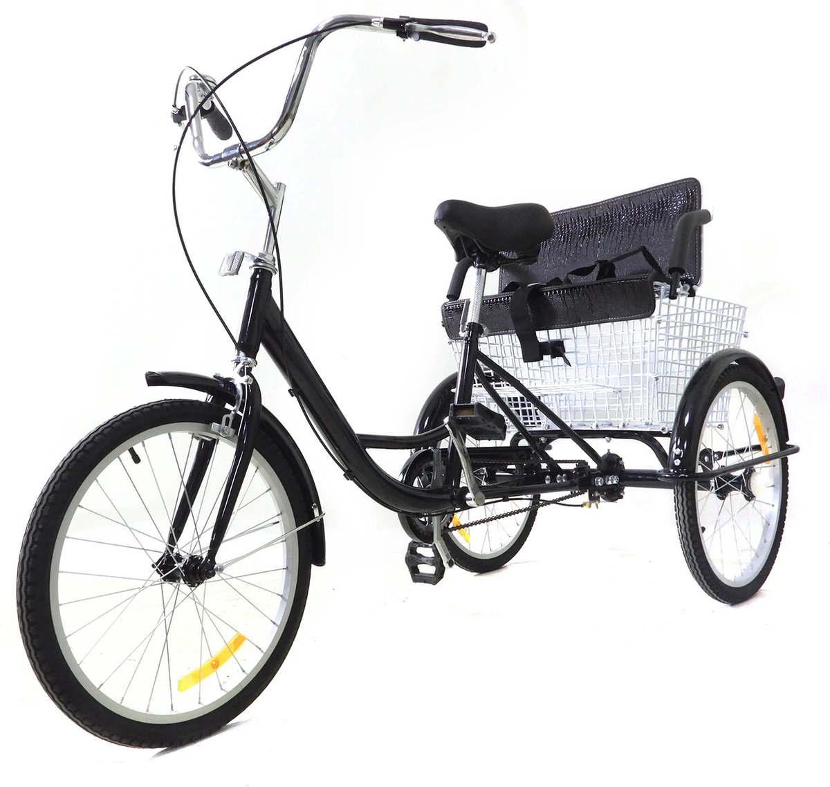 Gran Vida® - Driewieler - 20 Inch - Stabiele Driehoekstructuur - Grote Mand en Kinderzitje - Reflecterende Pedalen - Modern Design (6150724278248)