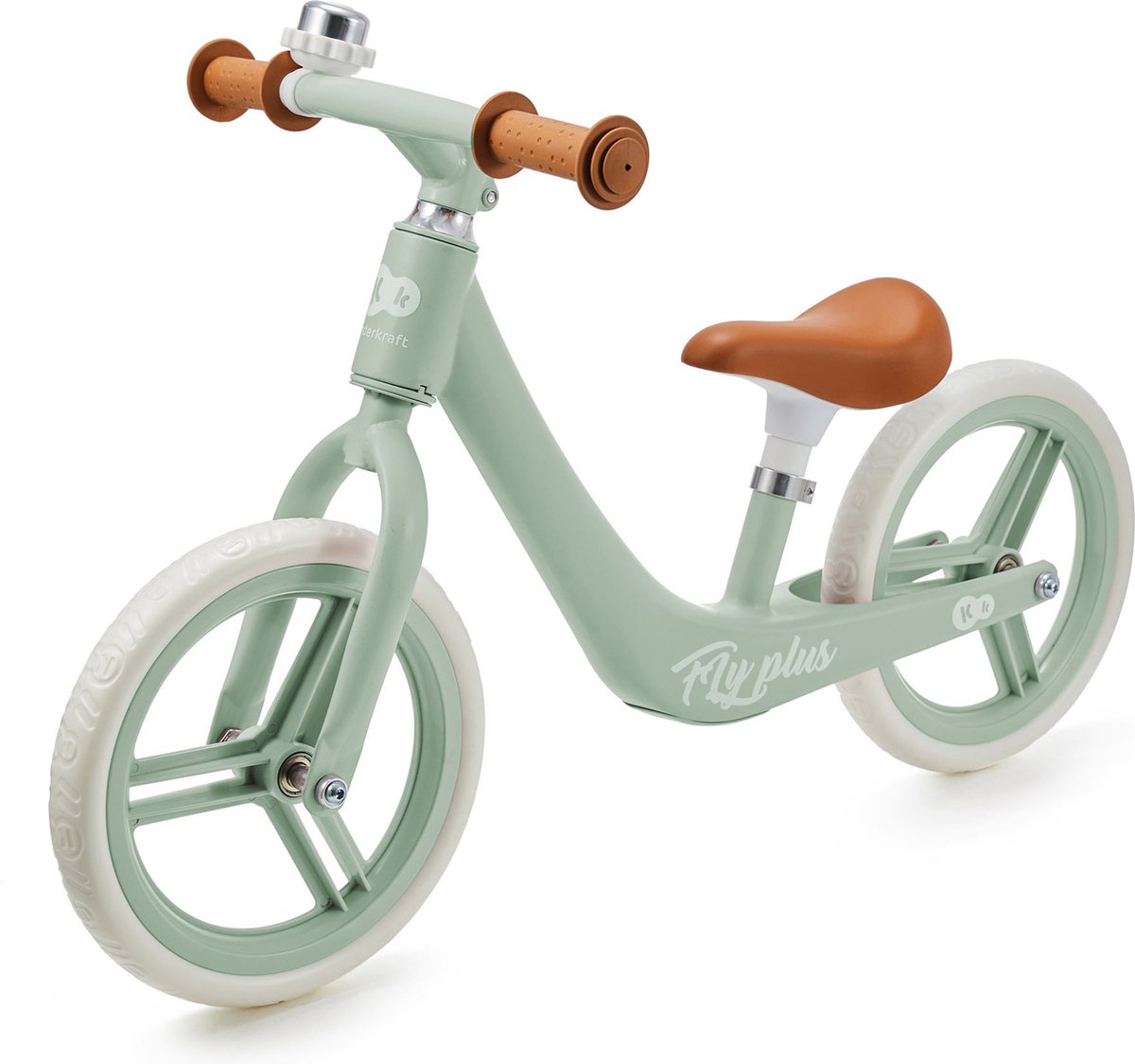 Kinderkraft FLY PLUS - Loopfiets - Lichtgewicht magnesium frame - met niet-punctie EVA wielen - Verstelbaar zadel (34-42 cm) - Beperkte stuurhoek en antislip handvatten - Geschikt voor kinderen vanaf 2 jaar - Ergonomisch en comfortabel - Fresh Mint (5902533925421)