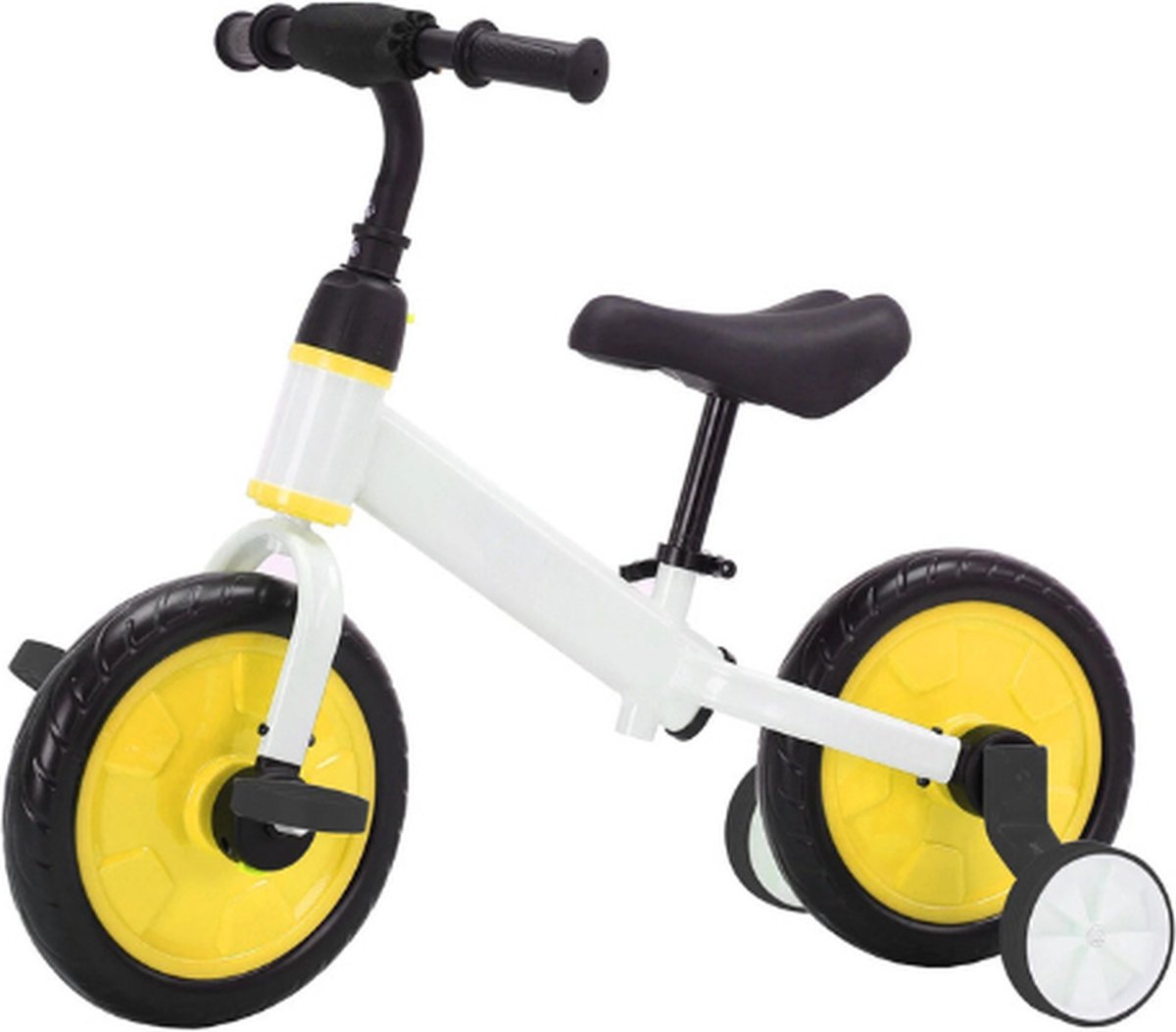 Loopfiets - 4-in-1 - Kinderfiets - Peuterfiets - Maximaal Gewicht 30kg - Geschikt voor Kinderen 2 tot 5 Jaar - Geel/Wit (6150637075033)