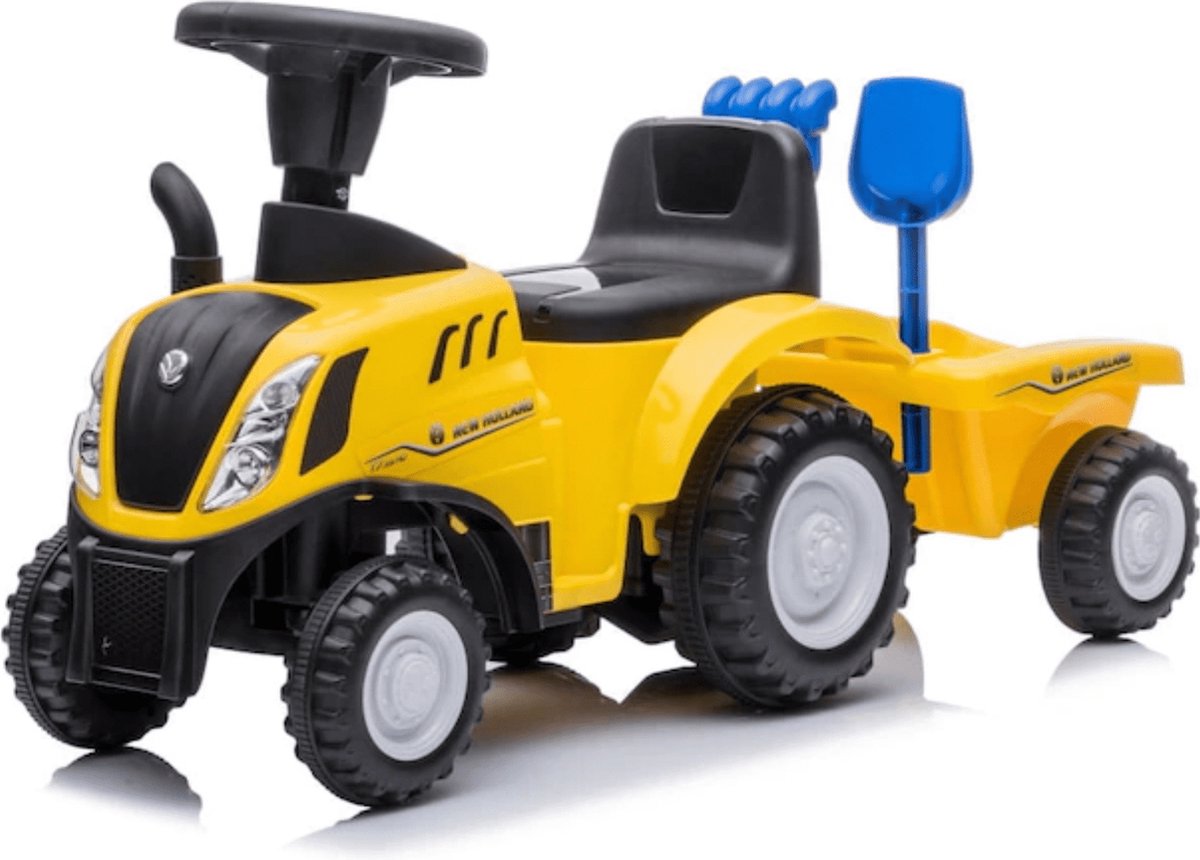 New Holland Loopauto Tractor Met Aanhanger Geel - Hoogwaardige afwerking - Inclusief opbergruimte - Stevige rugleuning (5413822534366)