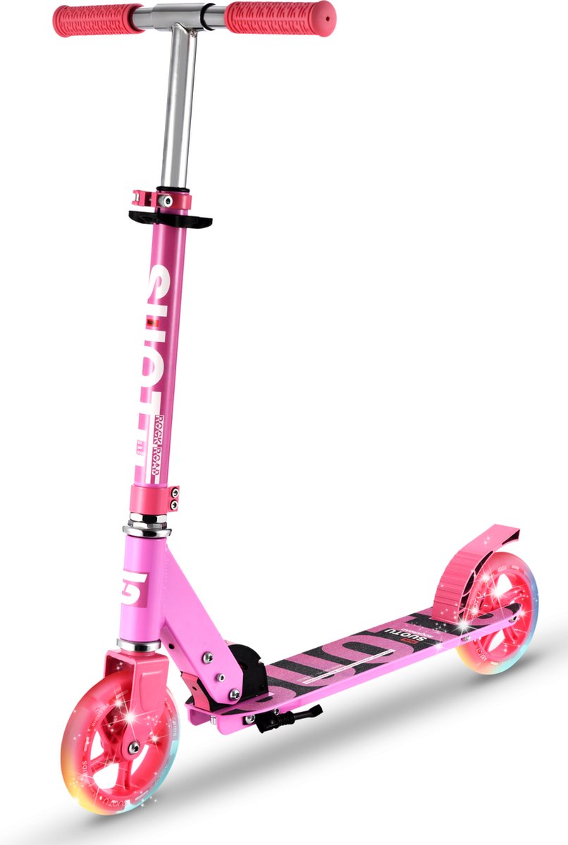 Suotu Kinderstep - 145mm wielen - Step - 3 tot 12 Jaar - Maximale stuurhoogte: 85 cm - tot 50 kg - lichtgevende wielen - Jongens/Meisjes - Aluminium - Roze (8720663308023)