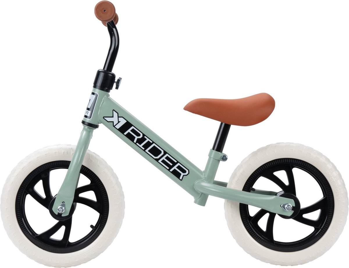 X1te Rider Bike Groene Loopfiets, Groene Kinderfiets, Stapfiets Peuters en Kleuters, 1-4 jaar, Lichtgewicht Aluminium Frame, Verstelbaar zadel, Duurzaam loopfietsje (8720938880063)