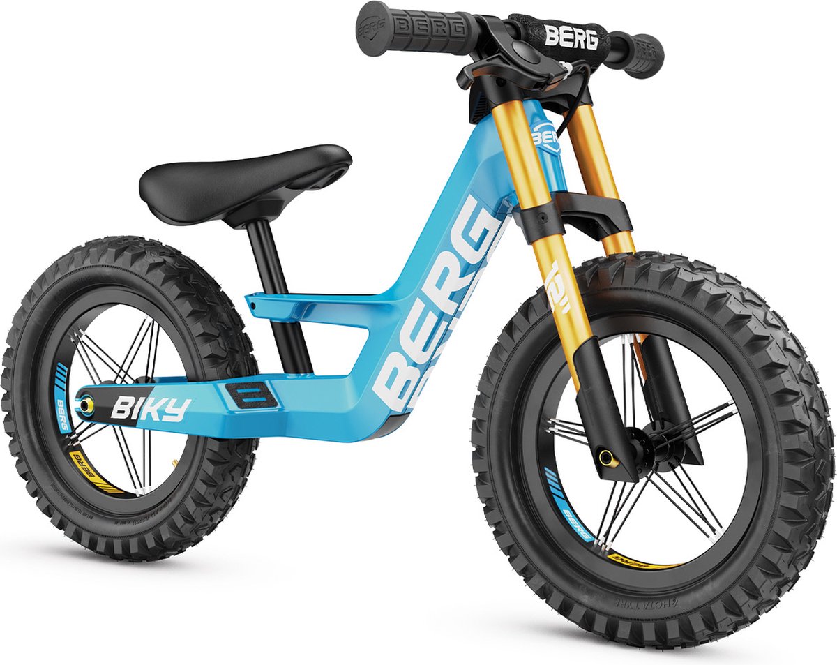 BERG Biky Cross Blue Loopfiets - 12 inch - Met handrem - Lichtgewicht frame van magnesium - 2 tot 5 jaar - Blauw (8715839085358)