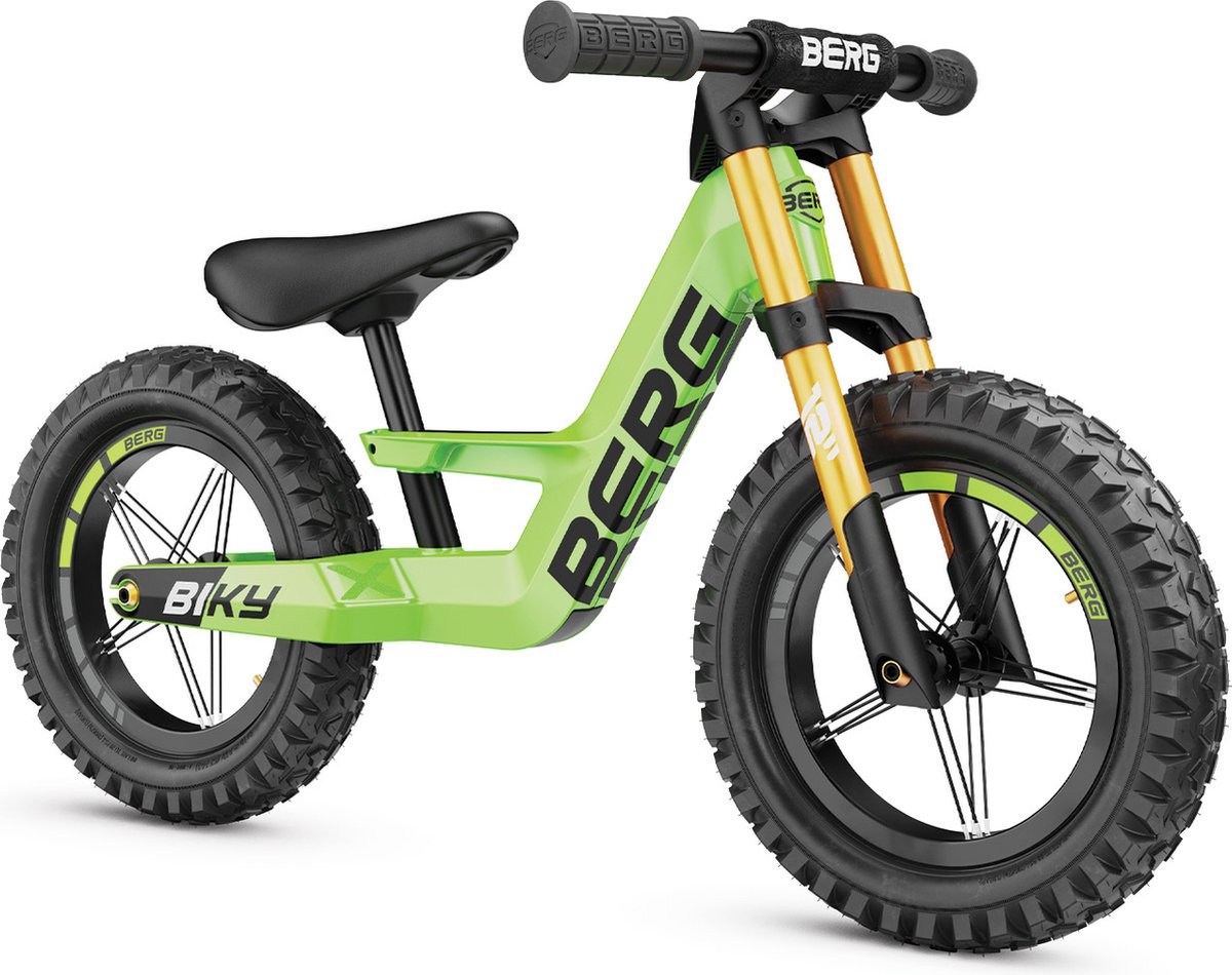 BERG Biky Cross Green Loopfiets - 12 inch - Lichtgewicht frame van magnesium - 2 tot 5 jaar - Groen (8715839077797)