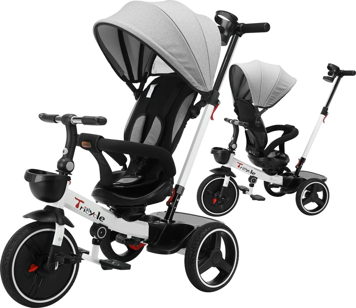 BestelBlij® - Driewieler kinderwagen - 6 in 1 - Grijs - Geschikt voor de leeftijd 1 tot 5 jaar - Kinderwagen - Driewieler fiets (6152806252290)