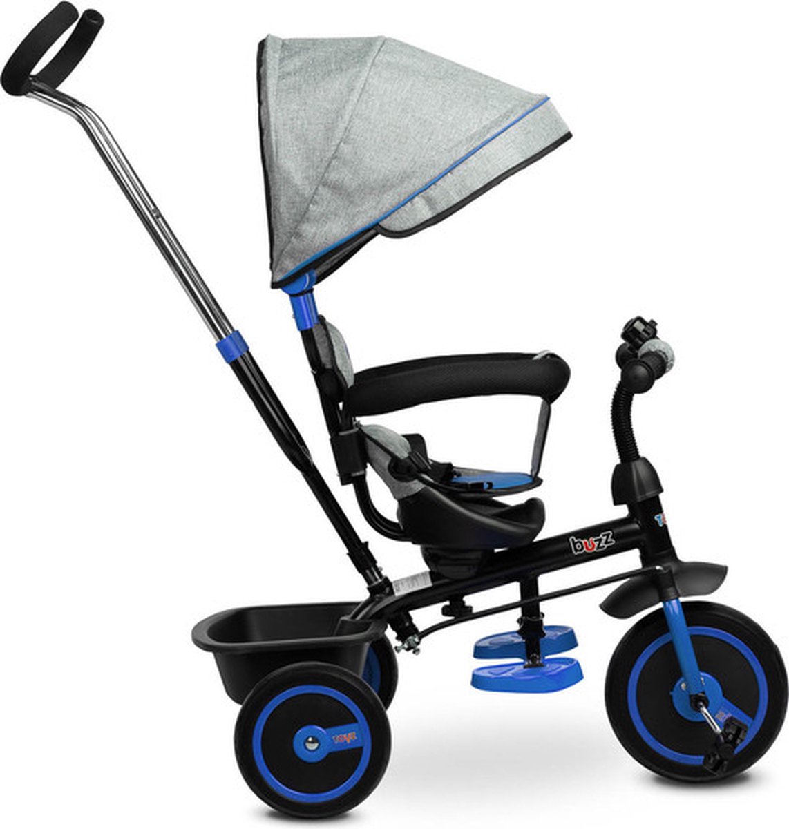 Caretero Toyz Buzz Driewieler Marineblauw - Driewieler met Duwstang - Verstelbare Voetsteun - Zonnekap - Mand voor Speelgoed - Driewieler Peuter (6152527128102)