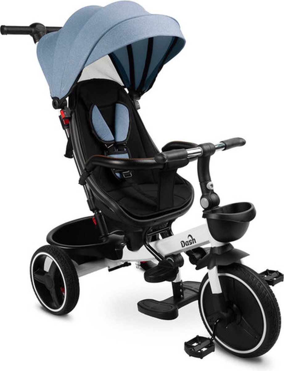 Caretero Toyz Dash Driewieler Blauw - Driewieler met Duwstang - Beschermkap Tegen Zon en Regen - Draaibare Zitting - Verstelbare Voetsteunen - Driewieler Peuter (6152527195104)