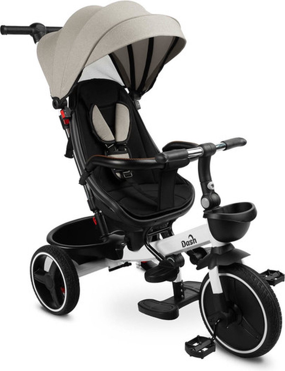 Caretero Toyz Dash Driewieler Grijs - Driewieler met Duwstang - Beschermkap Tegen Zon en Regen - Draaibare Zitting - Verstelbare Voetsteunen - Driewieler Peuter (6152527252258)