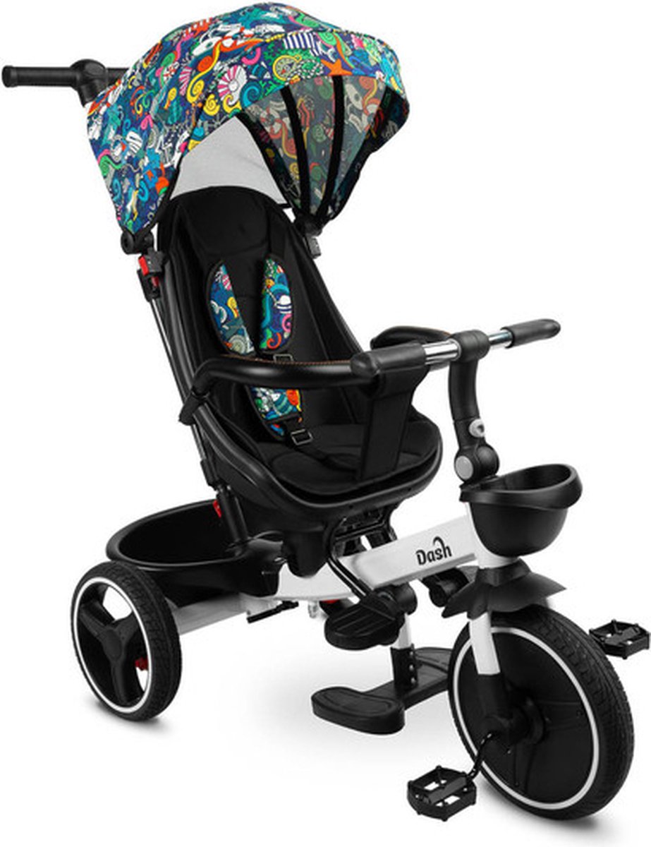 Caretero Toyz Dash Driewieler Melange - Driewieler met Duwstang - Beschermkap Tegen Zon en Regen - Draaibare Zitting - Verstelbare Voetsteunen - Driewieler Peuter (6152527267221)