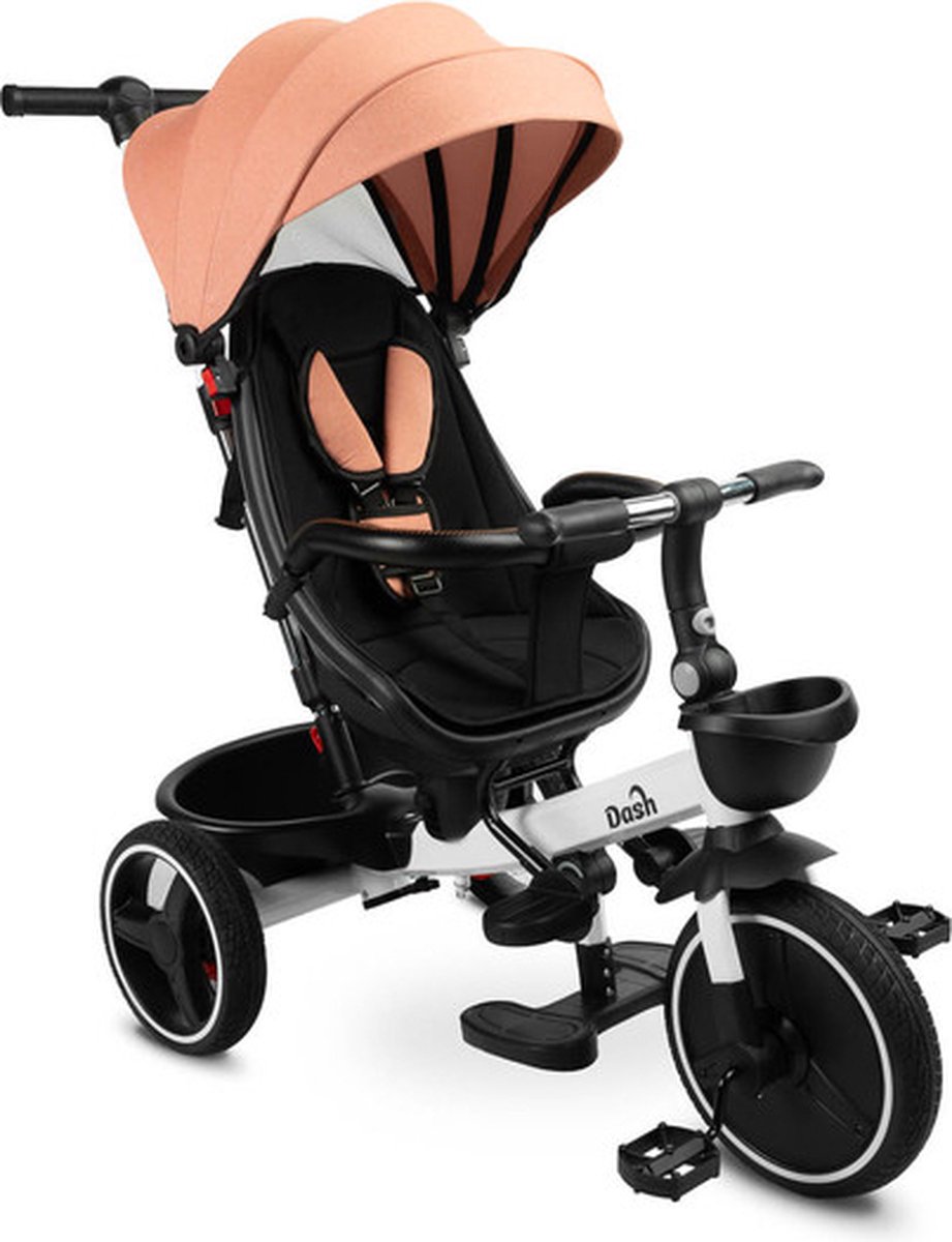 Caretero Toyz Dash Driewieler Roze - Driewieler met Duwstang - Beschermkap Tegen Zon en Regen - Draaibare Zitting - Verstelbare Voetsteunen - Driewieler Peuter (6152527284242)