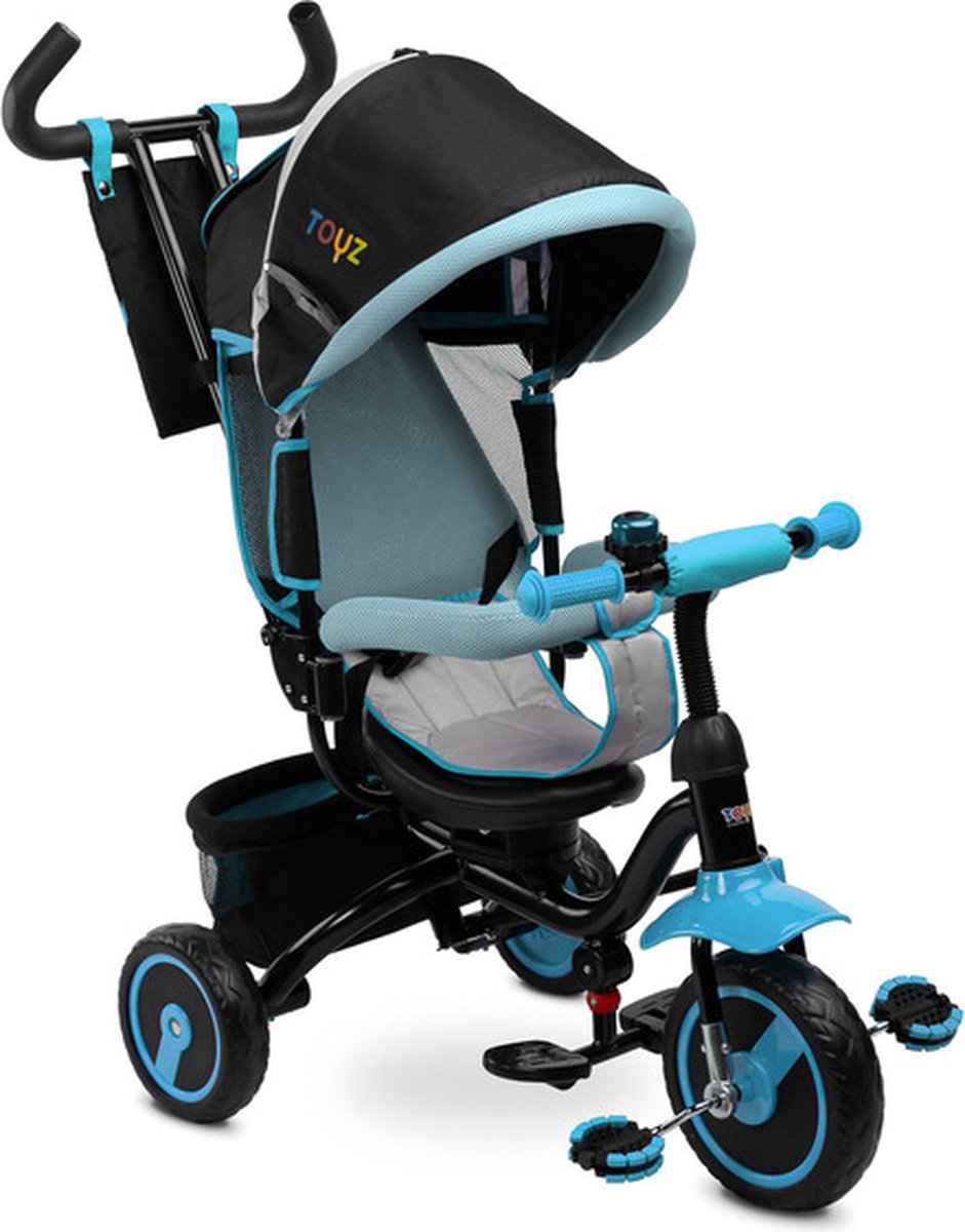 Caretero Toyz Timmy Driewieler Blauw - Driewieler Peuter - Met Stuurstang en Opvouwbare Voetsteun - Verstelbare Rugleuning - Driewieler Loopfiets (6152527388353)