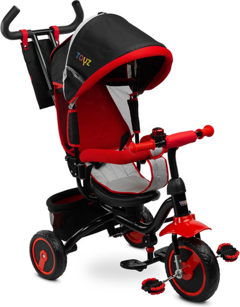 Caretero Toyz Timmy Driewieler Rood - Driewieler Peuter - Met Stuurstang en Opvouwbare Voetsteun - Verstelbare Rugleuning - Driewieler Loopfiets (6152527433435)