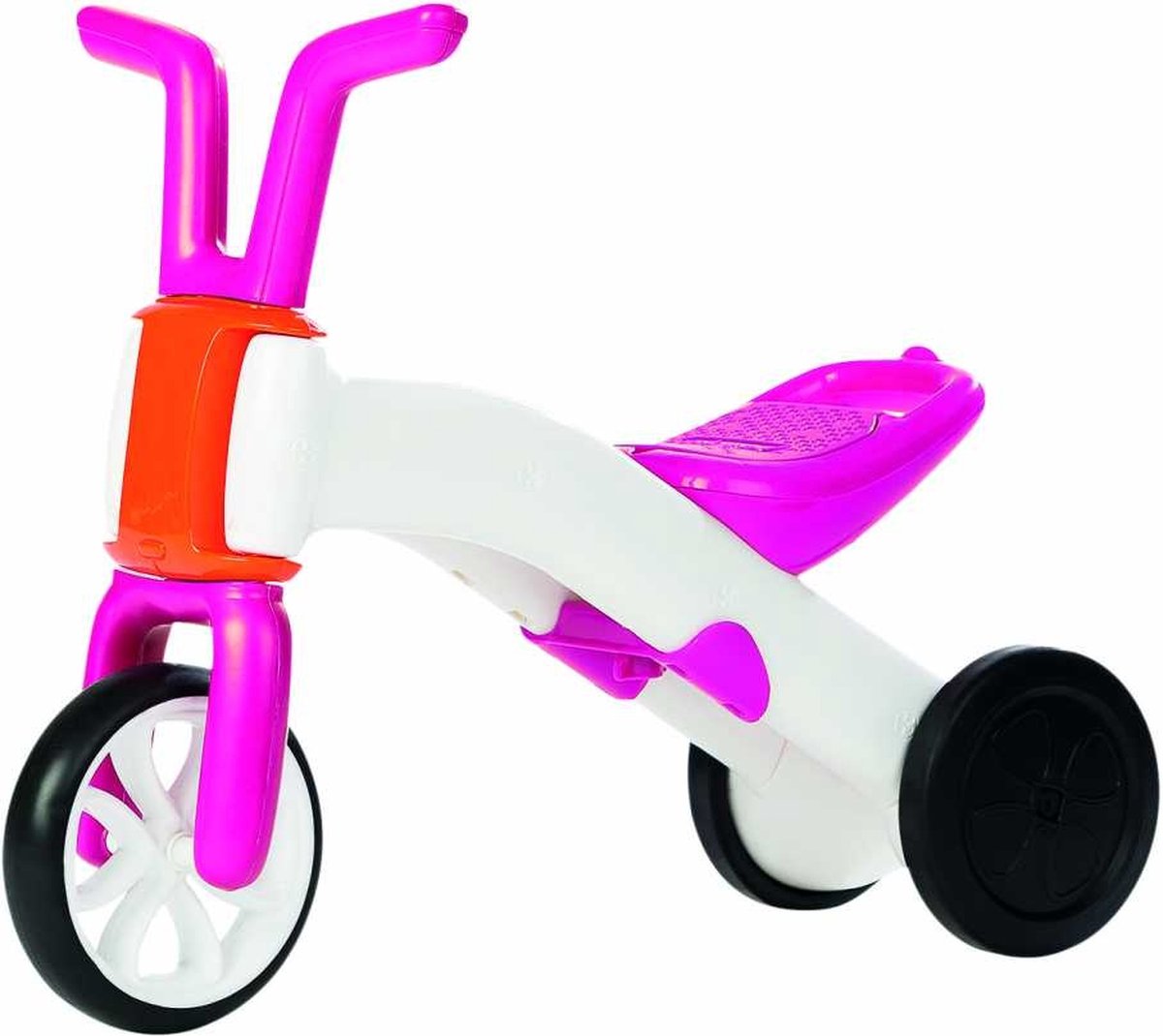 Chillafish Bunzi 2-in-1 loopfiets en driewieler, voor kinderen 1-3 jaar, kinderdriewieler en verstelbare lichte loopfiets in één, geluidloose wielen, roze zwart (5425029650046)