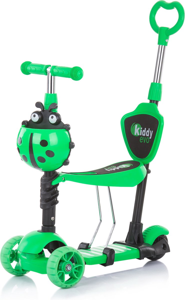 Chipolino Kiddy Evo Step - Step met zitje en duwstang - 3 wielen - 3 in 1 - Kinderscooter met LED wielen - Lime (3800931046590)