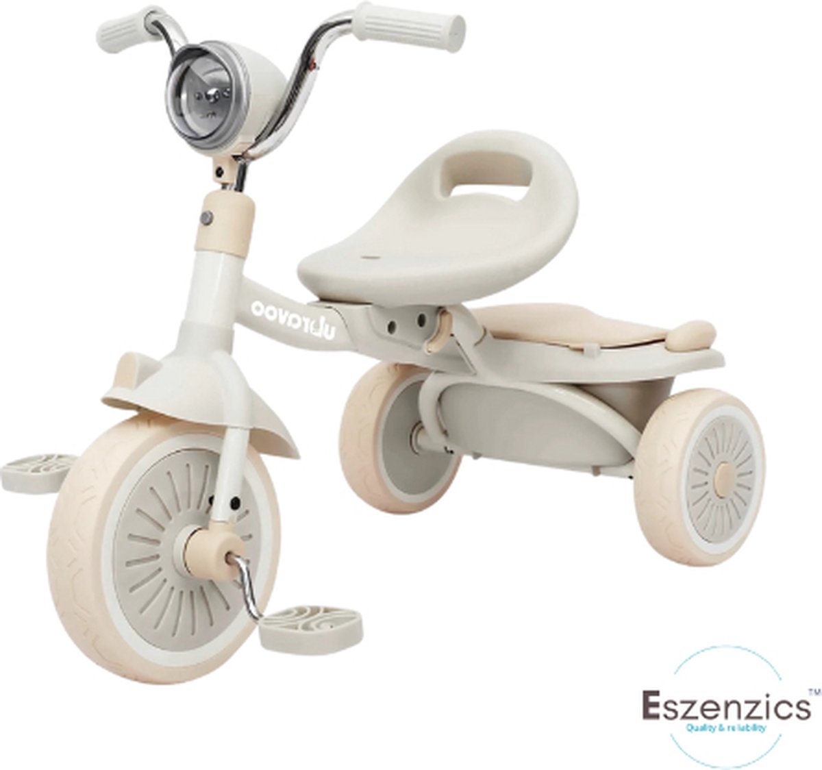 Eszenzics™ Opvouwbare Driewieler - Loopfiets met Pedalen - Pu Wielen Schokabsorberend - LED lamp - Veilig en Comfortabel - Binnen en buiten - 1-5 Jaar - Uitgebreid getest - Witroze (6150941616632)