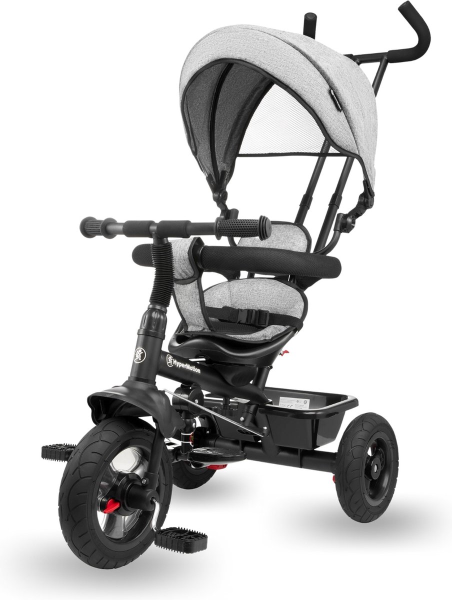 HyperMotion Kinderdriewieler van 1 Jaar, tot 20 kg, Kinderfietsen, 1-4 Jaar, Peuterfiets met Duwstuur, Baby Peuterfiets, Driewieler, Ouderhandvat, eerste Fiets, Grijs (5900168935716)