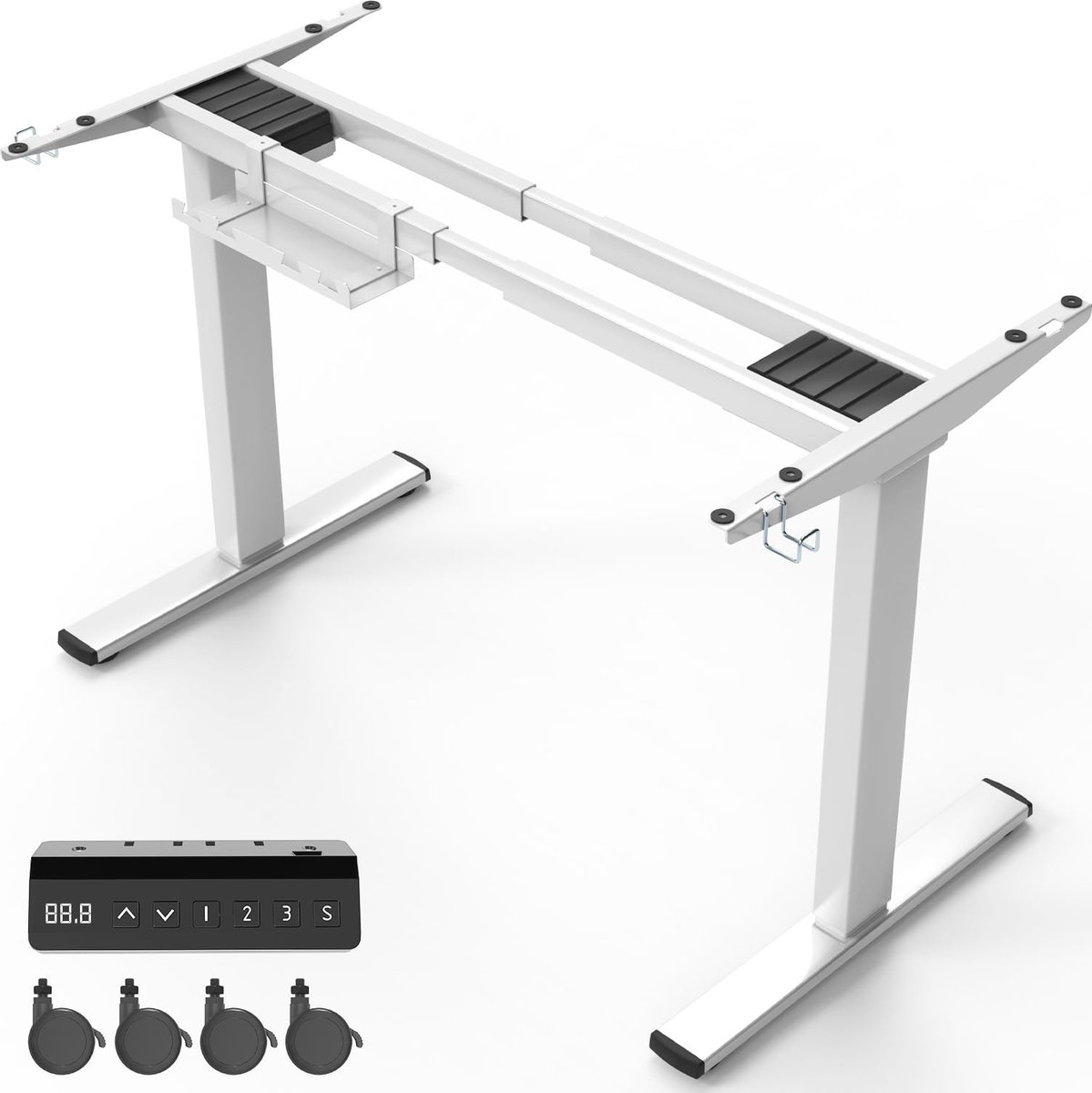 In hoogte verstelbaar elektrisch bureauframe met dubbele motoren - Belastbaar tot 120 kg, Wit (6152602094018)