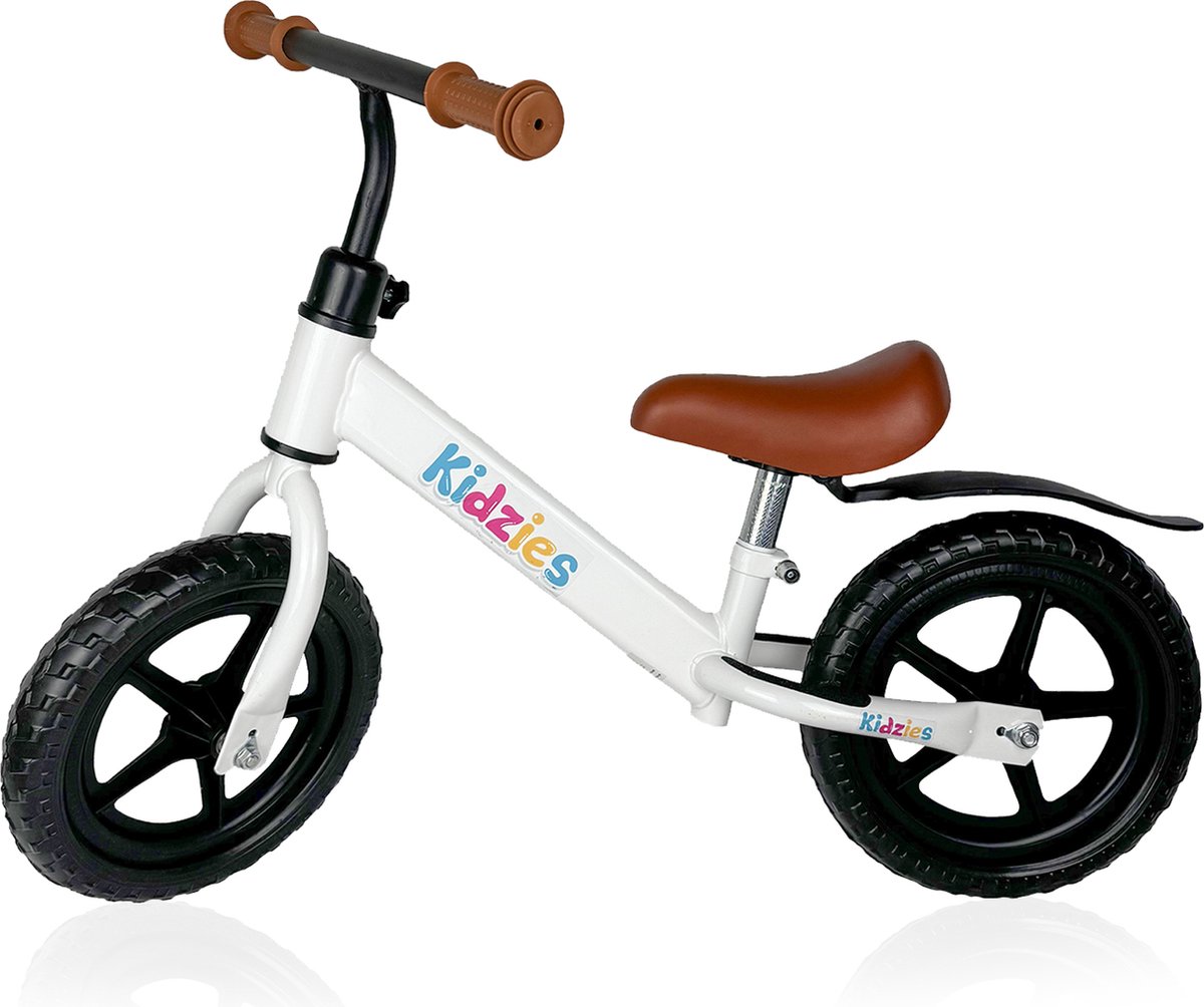 Kidzies® Loopfiets - 2 Jaar- Jongens en Meisjes - Personaliseerbaar - Wit (8720299987753)