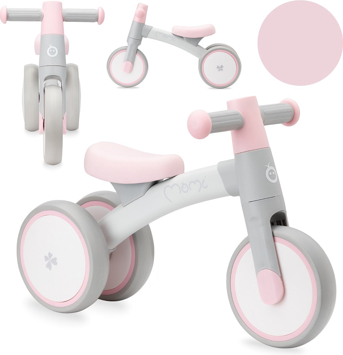 MoMi Tedi Loopfiets - Mini Bike - Balance Bike - geschikt vanaf 1 jaar - Roze (5900495992116)