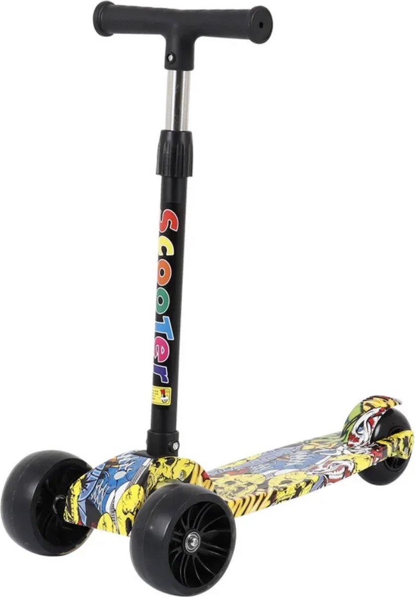 Scooter Kinderstep 3 Wielen voor Meisje/Jongen 3-12 jaar - Geel - Step met 3 Lichtgevende Wielen - Opvouwbaar - PUI + Staal Aluminiumlegering (6151023879860)