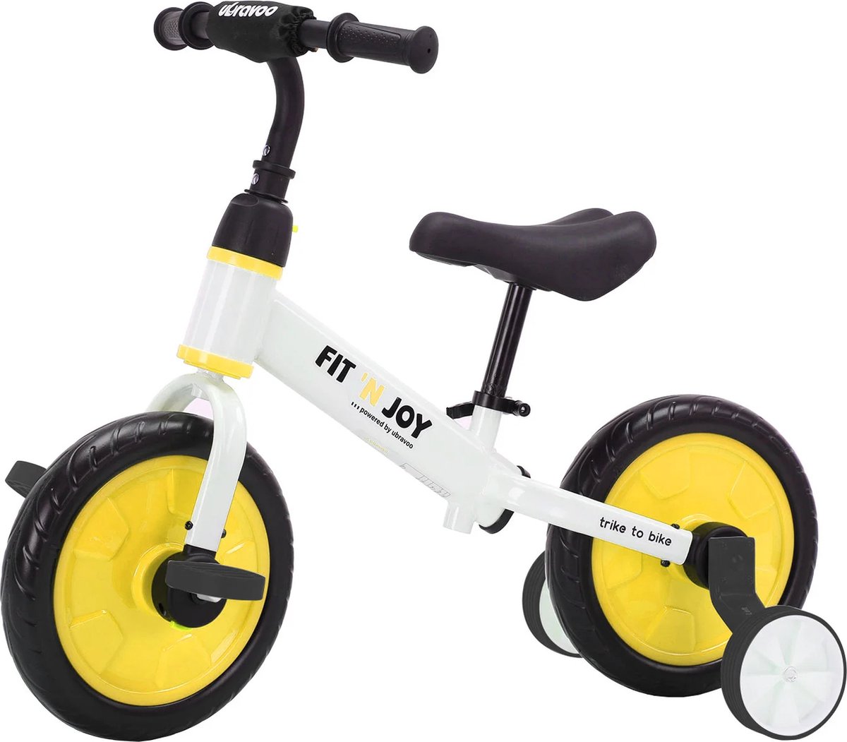 Ubravoo Loopfiets - 4-in-1 - Kinderfiets - Peuterfiets - Maximaal Gewicht 30kg - Geschikt voor Kinderen 2 tot 5 Jaar - Geel/Zwart (6151022397372)