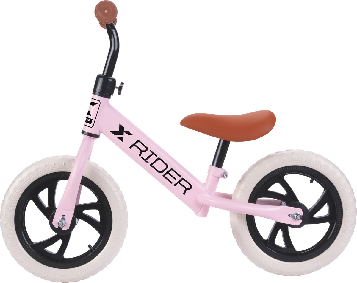 X1TE - Rider Bike kinderfiets roze mat (1-4 jaar, licht & robuust wiel, tot 45 kg), loopfiets incl. verstelbaar zadel (8720938880230)