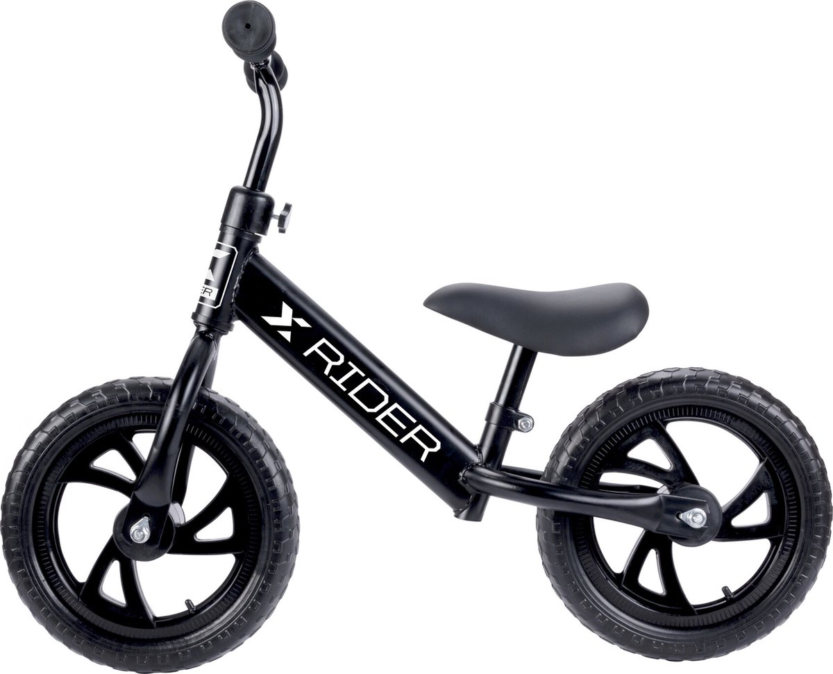 X1TE - Rider Bike kinderfiets zwart mat (1-4 jaar, licht & robuust wiel, tot 45 kg), loopfiets incl. verstelbaar zadel (8720938880216)