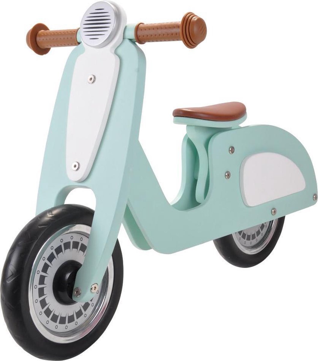 Bandits & Angels Italian Rider Loopfiets Hout Mint vanaf 2 jaar - Voor Jongens en Meisjes - Houten Loop Fiets Mint - Ride-On Retro Scooter - Tweewieler - Geluidsarme Wielen - Verstelbaar Zadel (8719558080892)