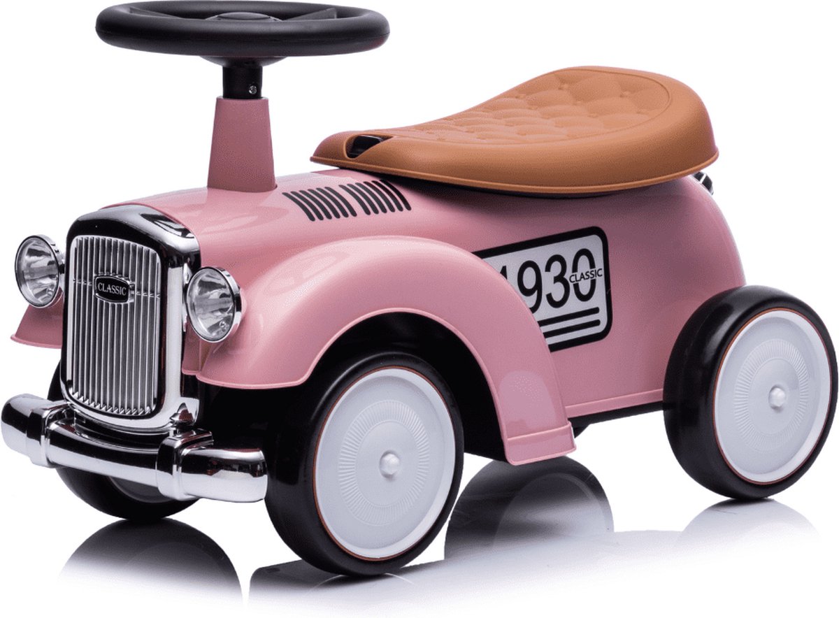 Classic 1930 Loopauto - Rubberen wielen - 1 tot 3 jaar - Opbergbox - Roze (5413822538302)