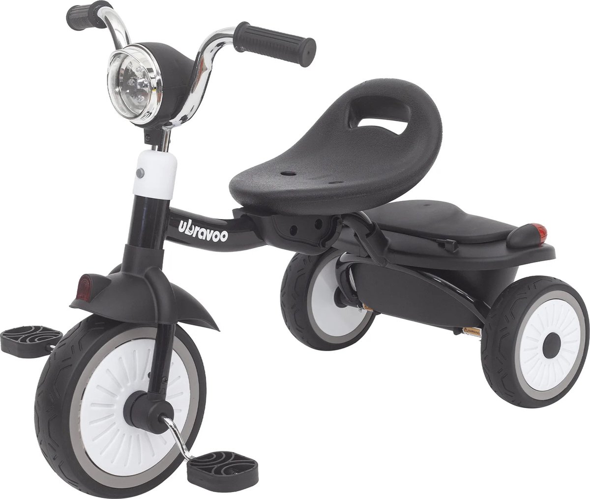 Driewieler - Peuterfiets - Loopfiets - Opvouwbare Peuterfiets - PU Wielen met Schokabsorberend Effect - Stoere Verlichting - 2 tot 5 Jaar - Zwart (8721246660804)