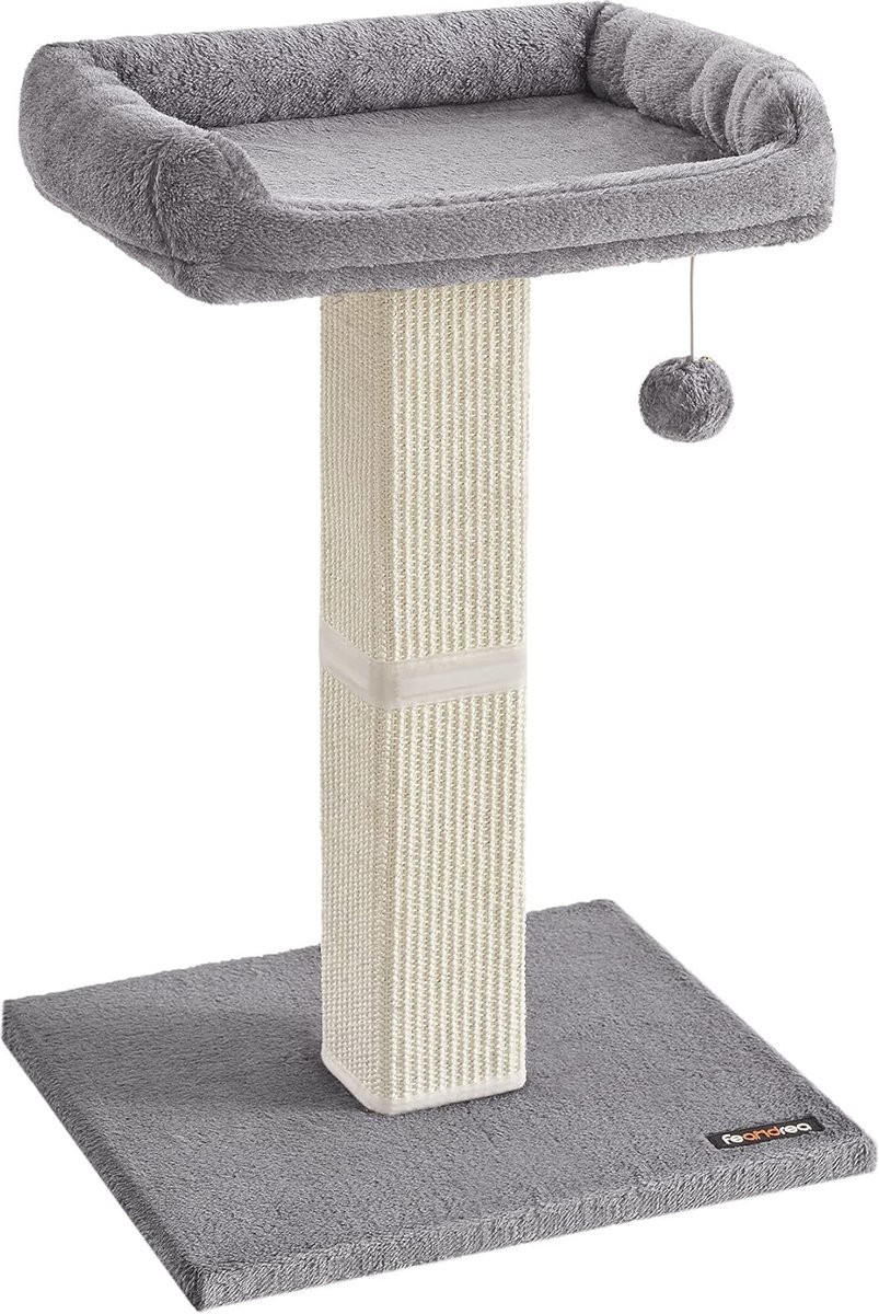 Kattenkrabpaal met Sisal en Pluche Platform - Ideaal voor Kleine en Middelgrote Katten - 71 cm Hoog (6152618996924)