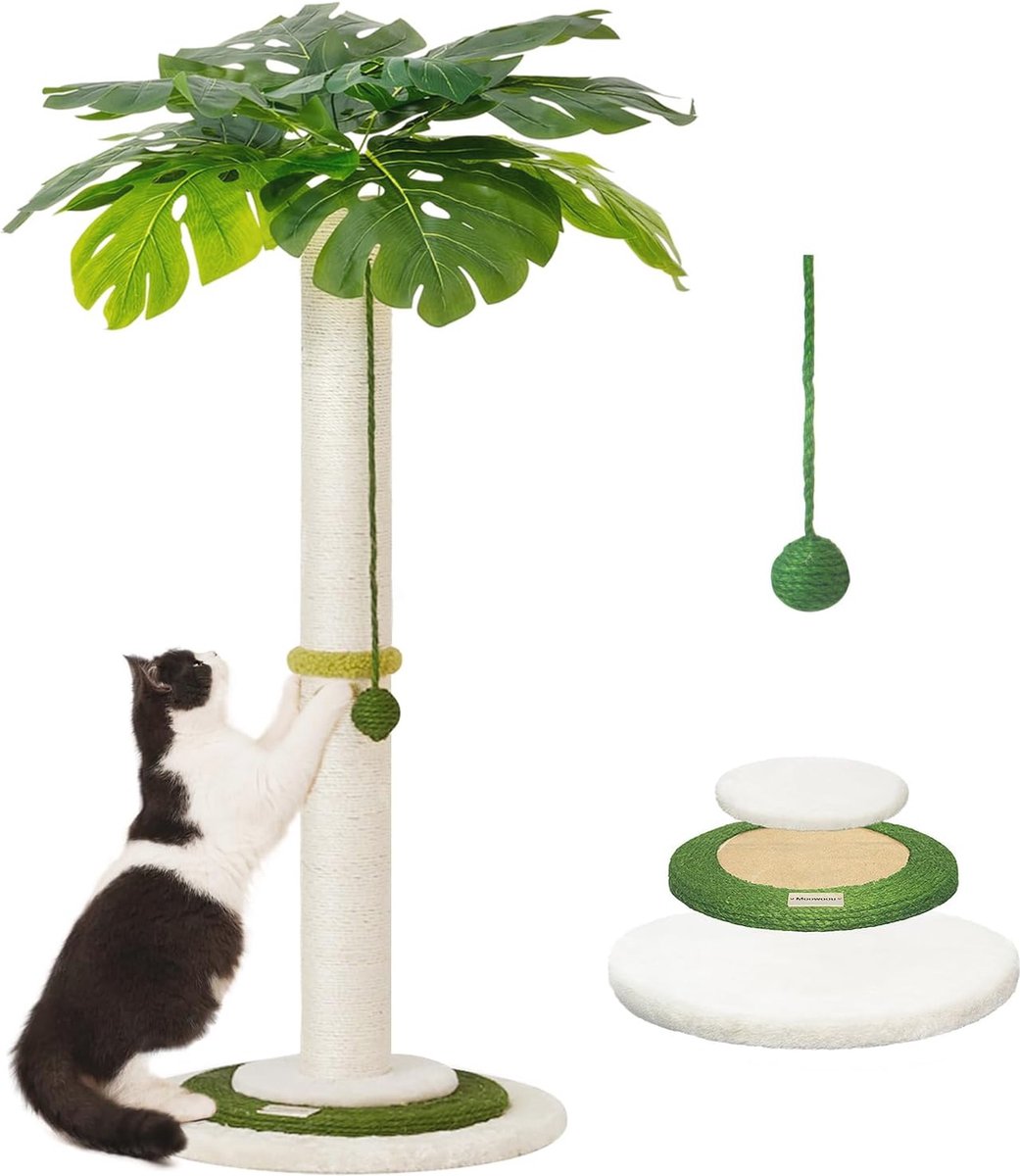 Krabpaal voor katten - 89 cm hoog met sisaltouw en hangende bal (6152618991967)