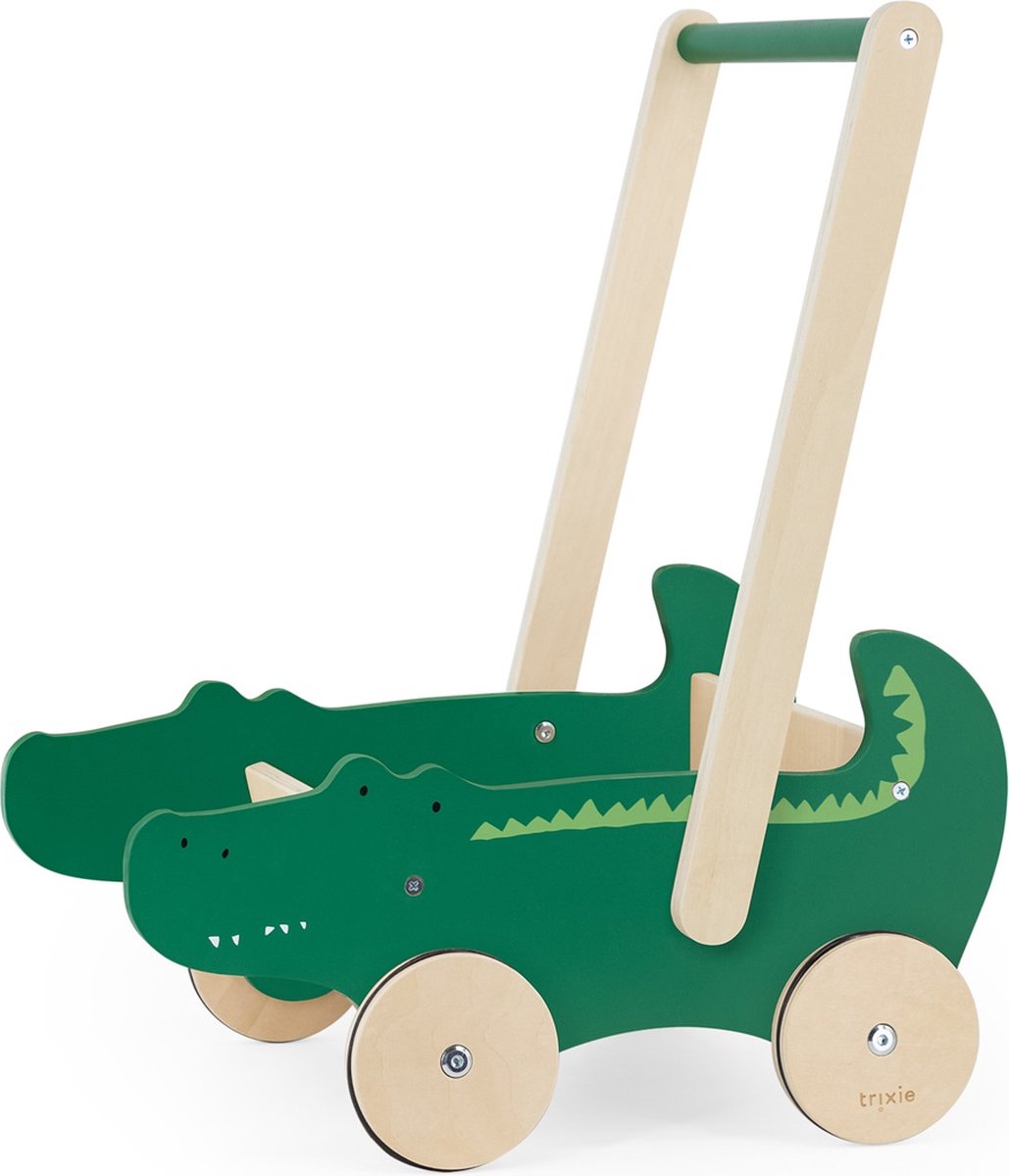 Trixie Houten Loopwagen - Mr. Crocodile - Babywalker - Kinder speelgoed - Loopkar vanaf 1,5 jaar - Voor Jongens en Meisjes - FSC (5400858368232)