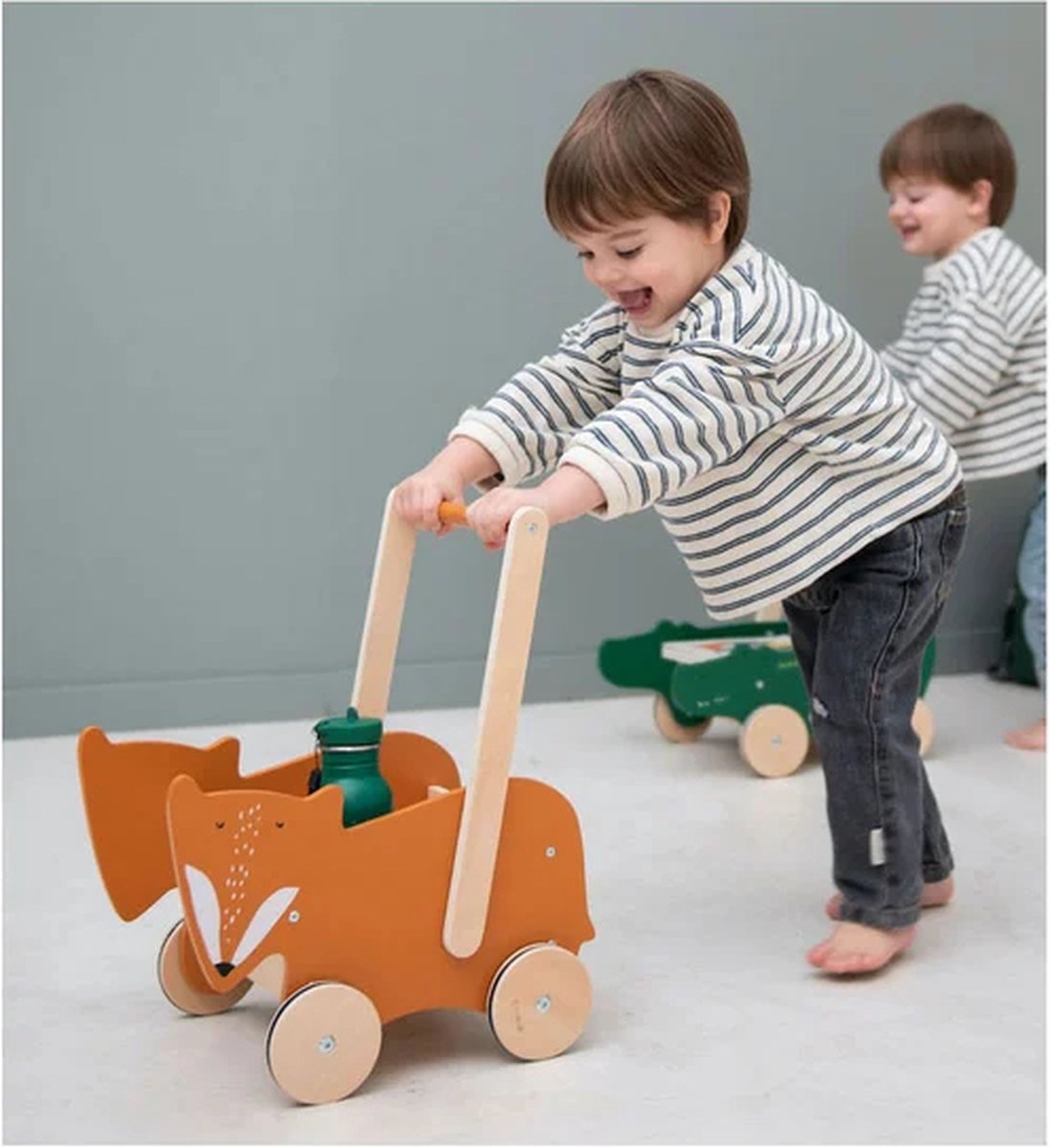 Trixie Houten Loopwagen - Mr. Fox - Babywalker - Kinder speelgoed - Loopkar vanaf 1,5 jaar - Voor Jongens en Meisjes - FSC (5400858368249)