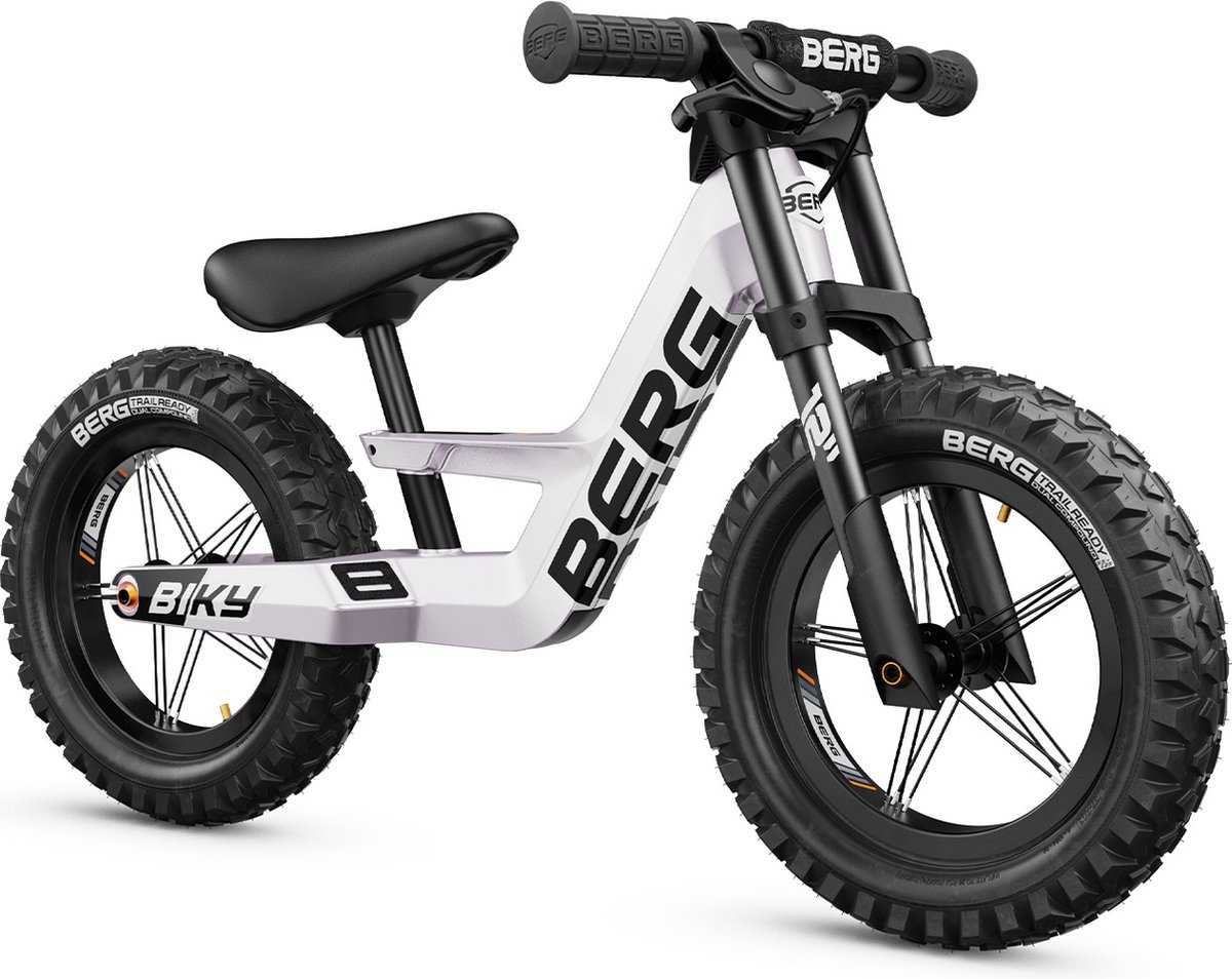 BERG Biky Cross White Loopfiets - 12 inch - Magnesium frame - Incl. Handrem - Verstelbaar Zadel - 2 tot 5 jaar - Wit (8715839100655)