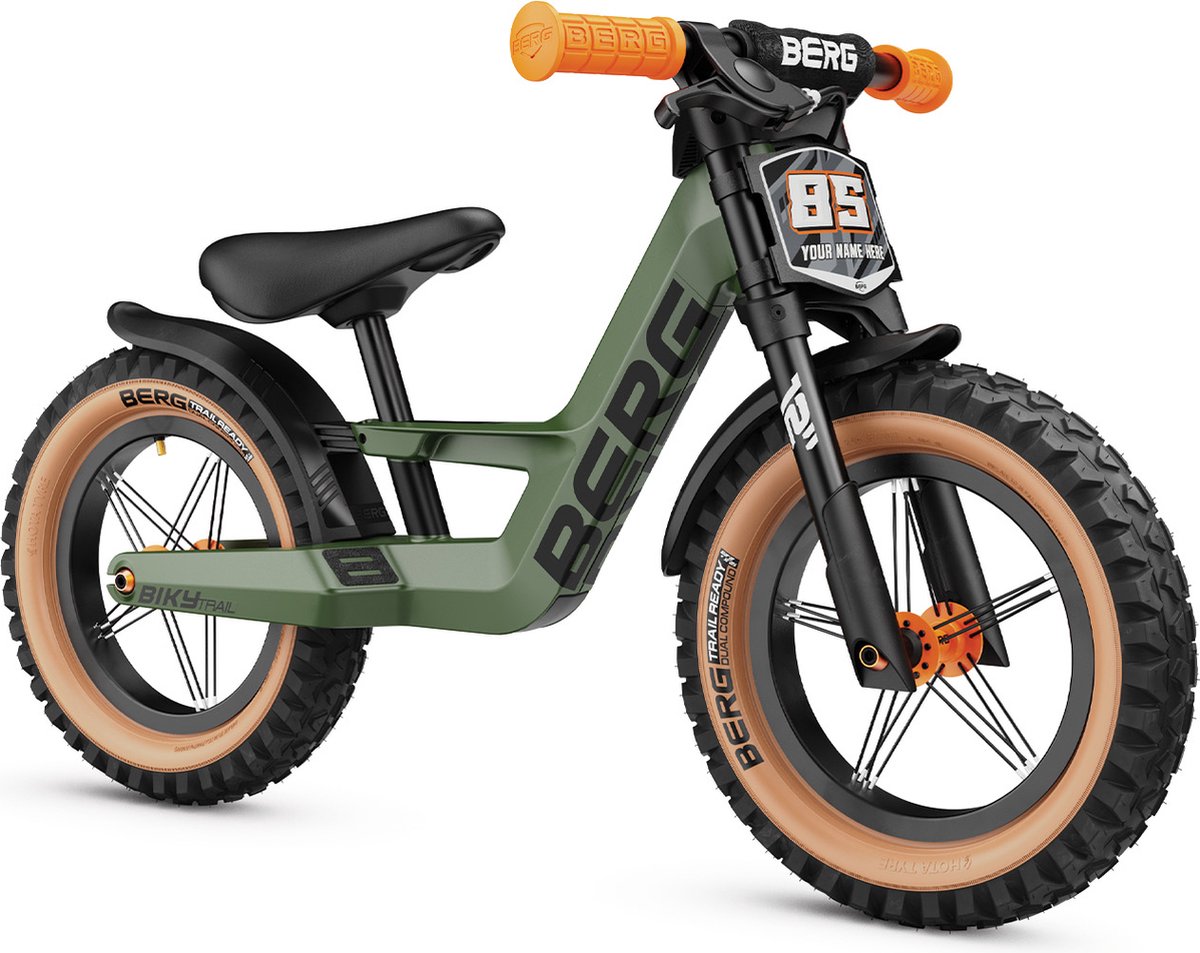 BERG Biky Trail Loopfiets - 12 inch - Lichtgewicht magnesium frame - Incl. Handrem - Verstelbaar zadel - 2 tot 5 jaar - Groen/Oranje (8715839090819)