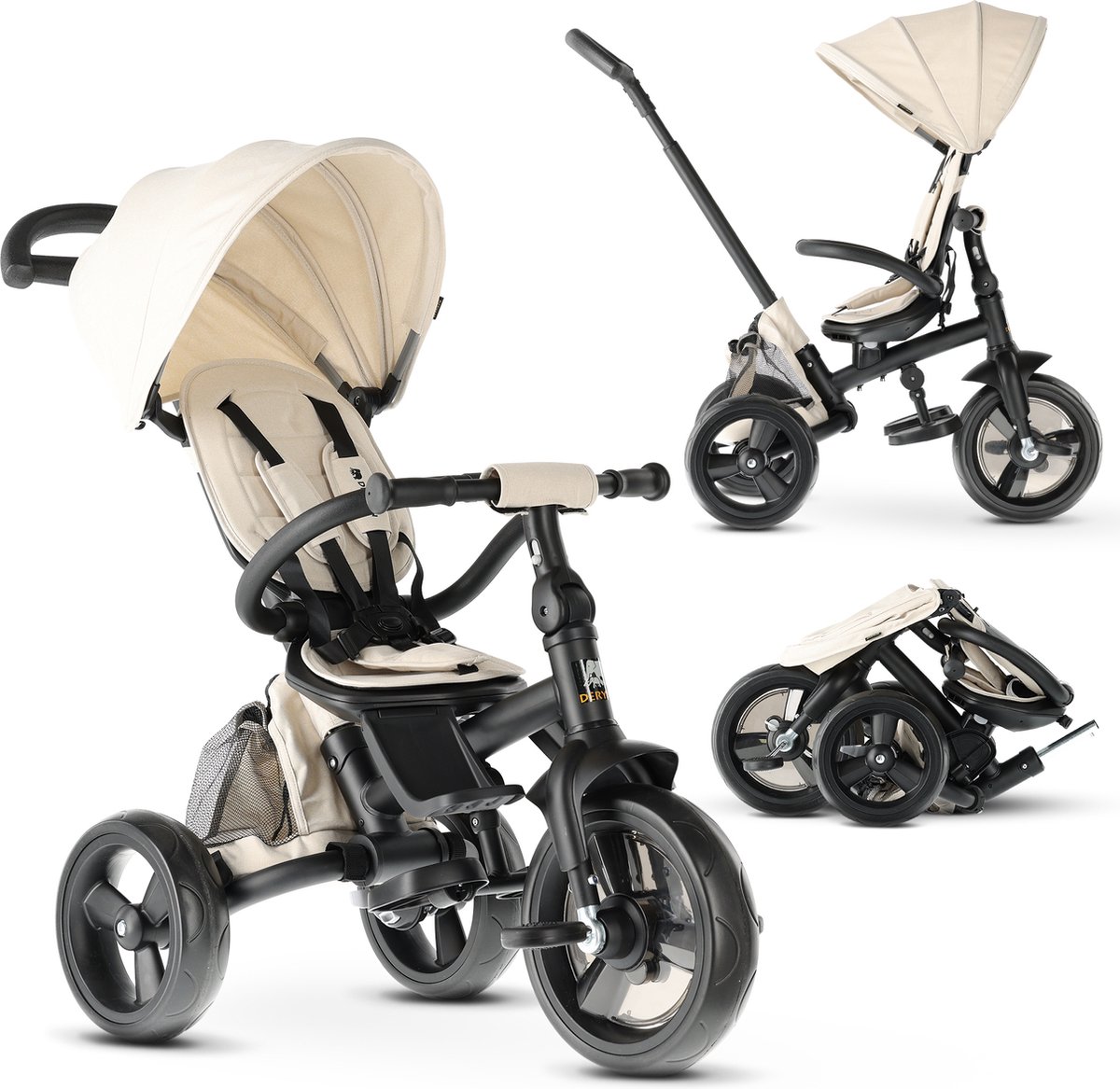 Deryan Explorer Luxe Driewieler - Opvouwbaar met mandje - Nougat (8720865676852)